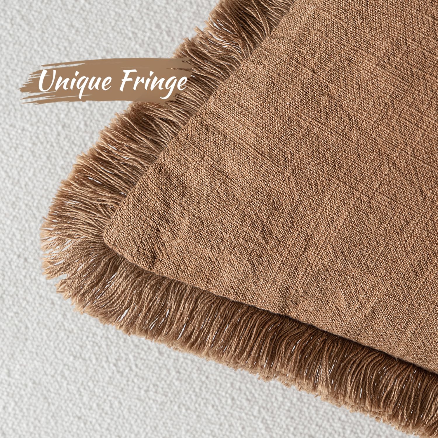 Foto 4 pulgar | Juego De 2 Fundas De Cojín Miulee De Lino Con Flecos, Color Marrón, 40 X 40 Cm - Venta Internacional.