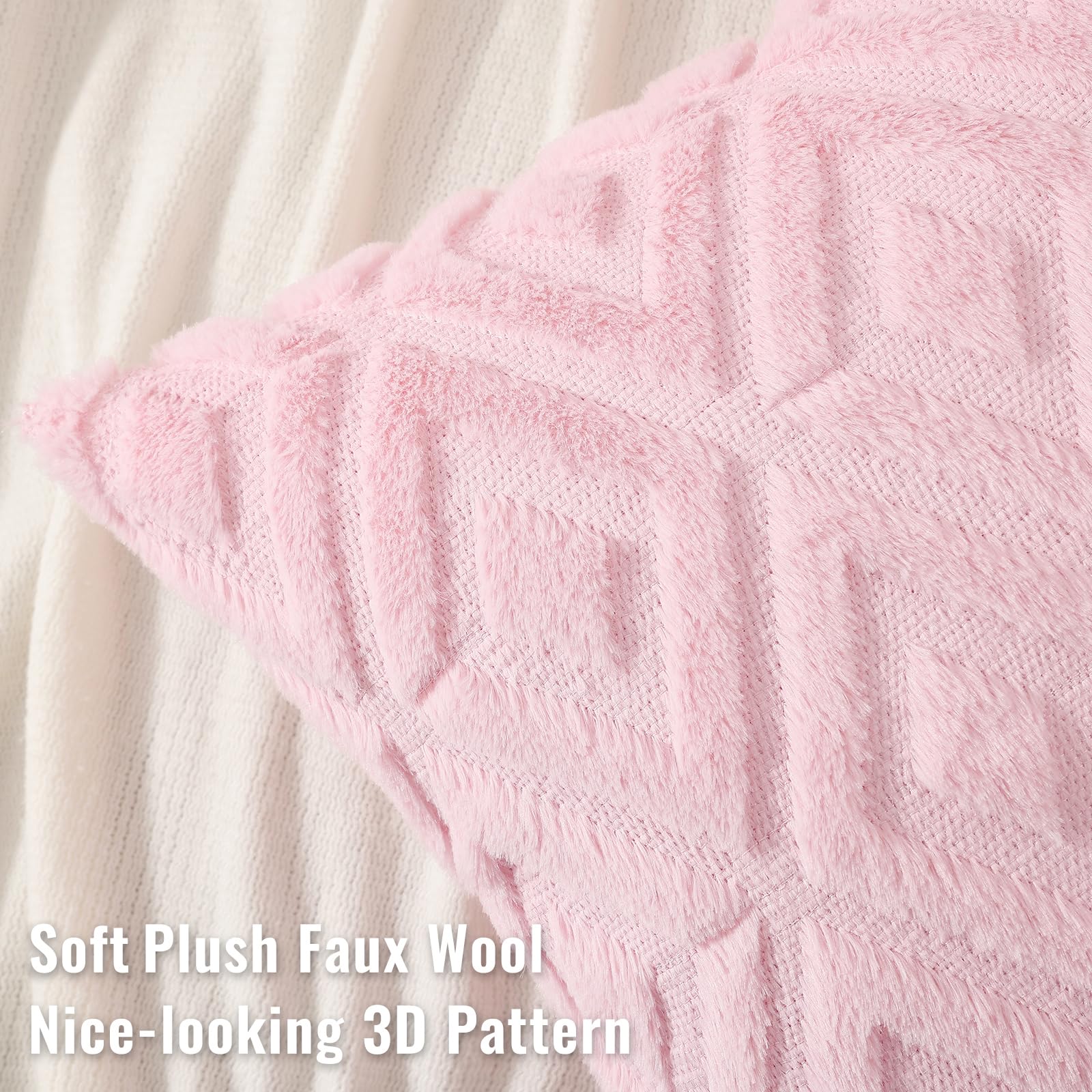 Foto 2 | Fundas De Almohada Decoruhome Spring De Lana Sintética De 60 X 60 Cm, Color Rosa Claro - Venta Internacional.