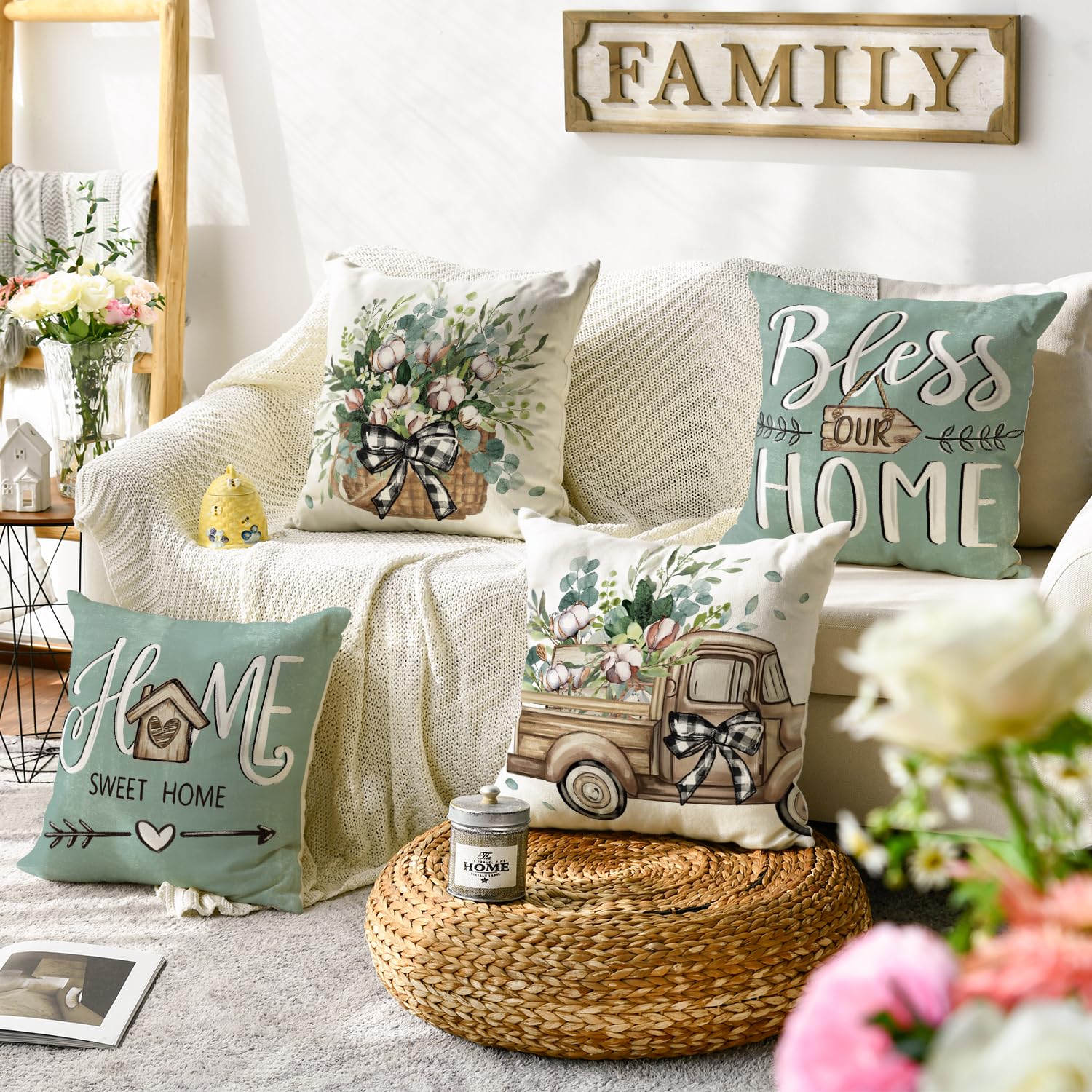Foto 2 | Fundas De Cojín Avoin Colorlife Bless Our Home Farmhouse - Venta Internacional.