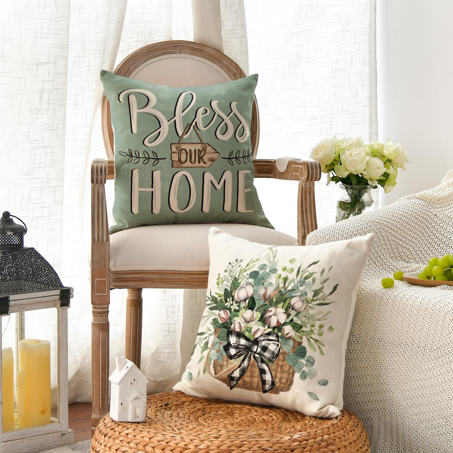 Foto 4 pulgar | Fundas De Cojín Avoin Colorlife Bless Our Home Farmhouse - Venta Internacional.