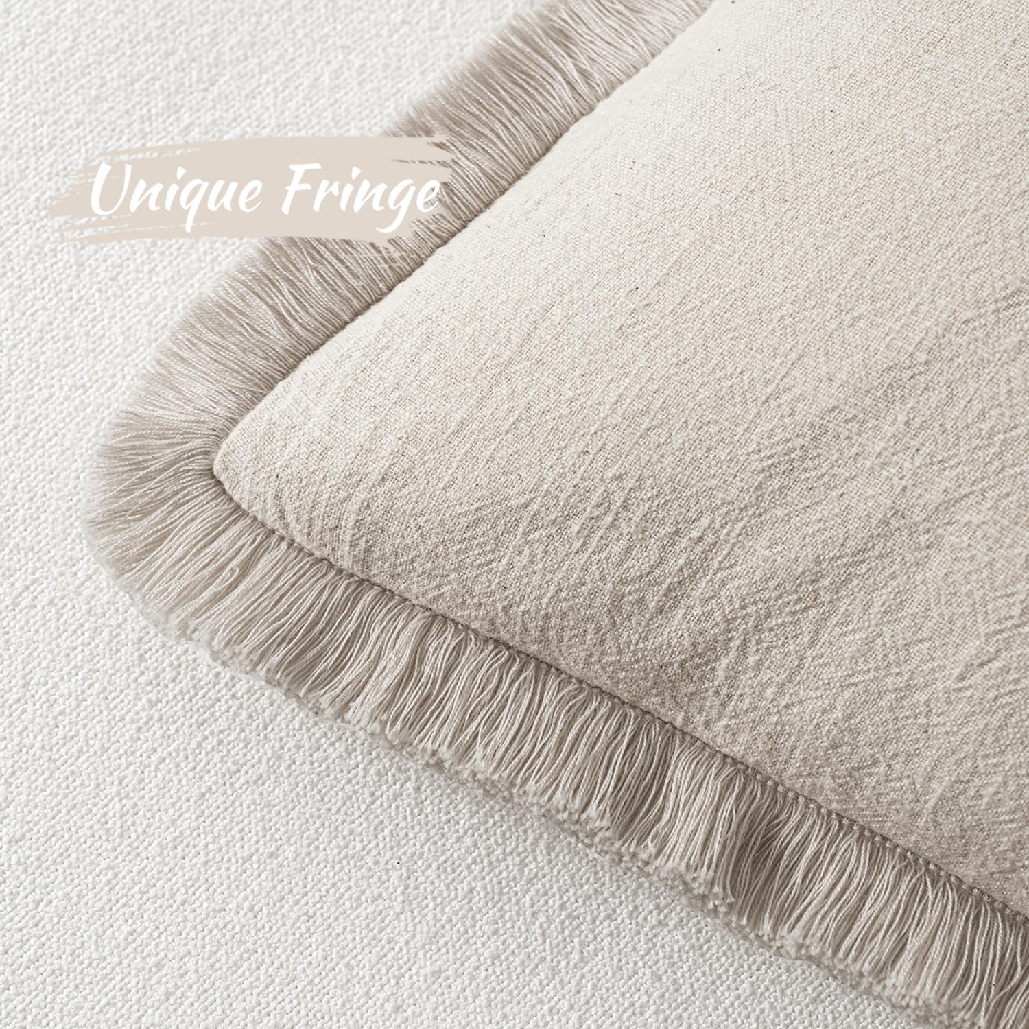 Foto 4 pulgar | Fundas De Cojín Miulee De Lino Con Flecos, Color Beige Natural, 40 Cm - Venta Internacional.