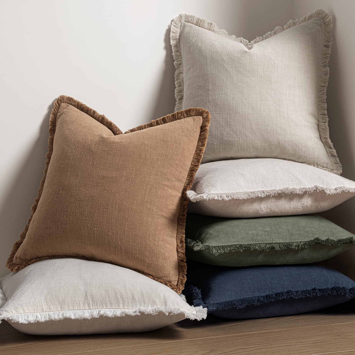 Foto 6 pulgar | Fundas De Cojín Miulee De Lino Con Flecos, Color Beige Natural, 40 Cm - Venta Internacional.