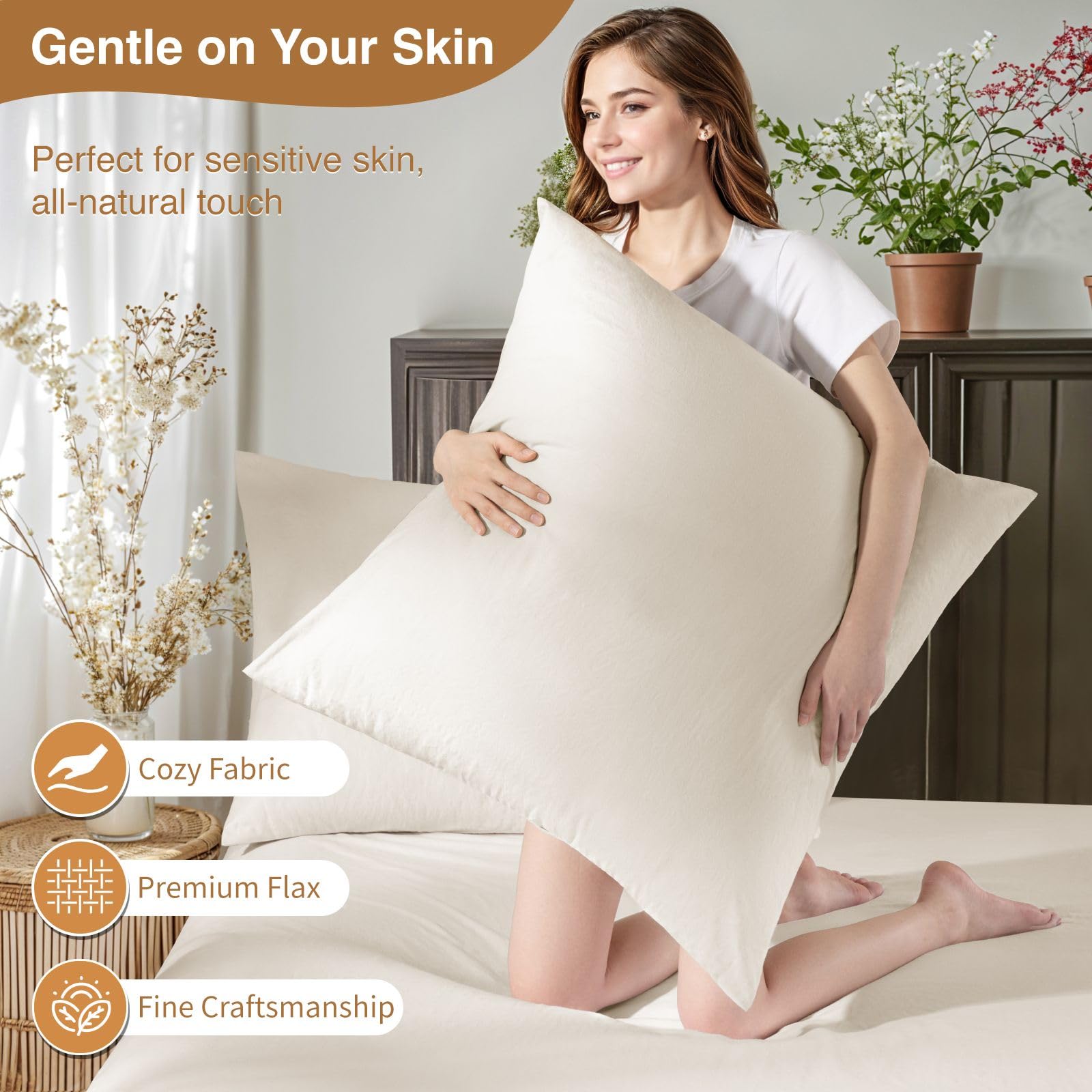 Foto 5 pulgar | Funda De Almohada Sonoro Kate 100% Lino Francés 26 X 26, Paquete De 2 - Venta Internacional.