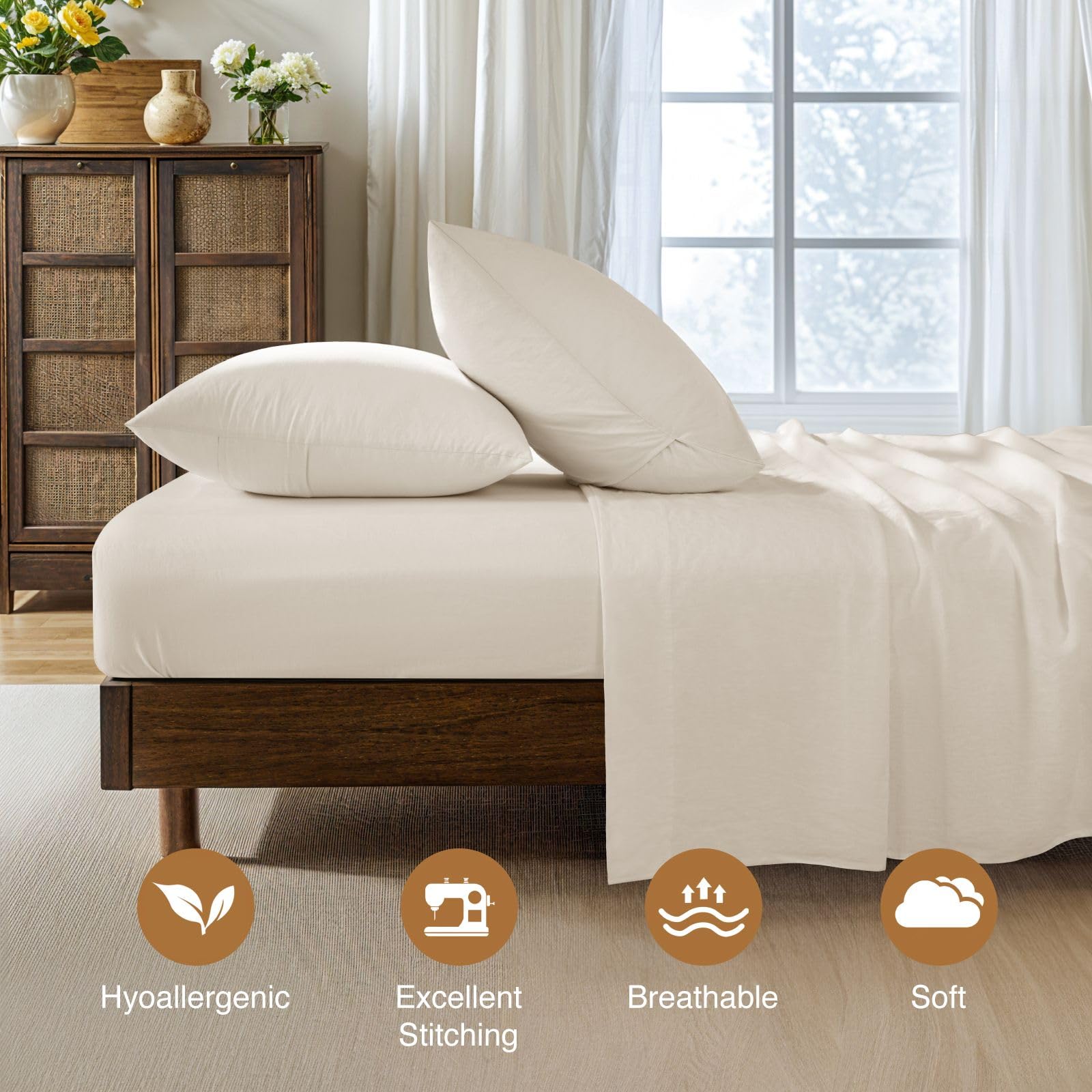 Foto 5 | Funda De Almohada Sonoro Kate 100% Lino Francés 26 X 26, Paquete De 2 - Venta Internacional.