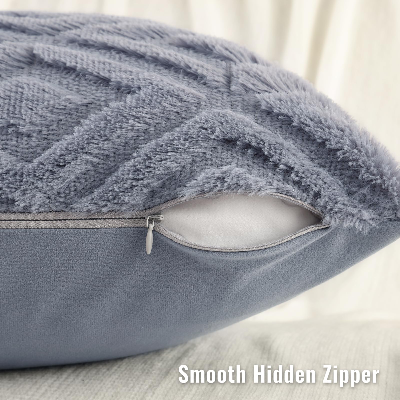 Foto 4 pulgar | Fundas De Almohada Decoruhome, 24 X 24 Cm, Color Azul Y Gris, Juego De 2 Unidades, Lana Sintética - Venta Internacional