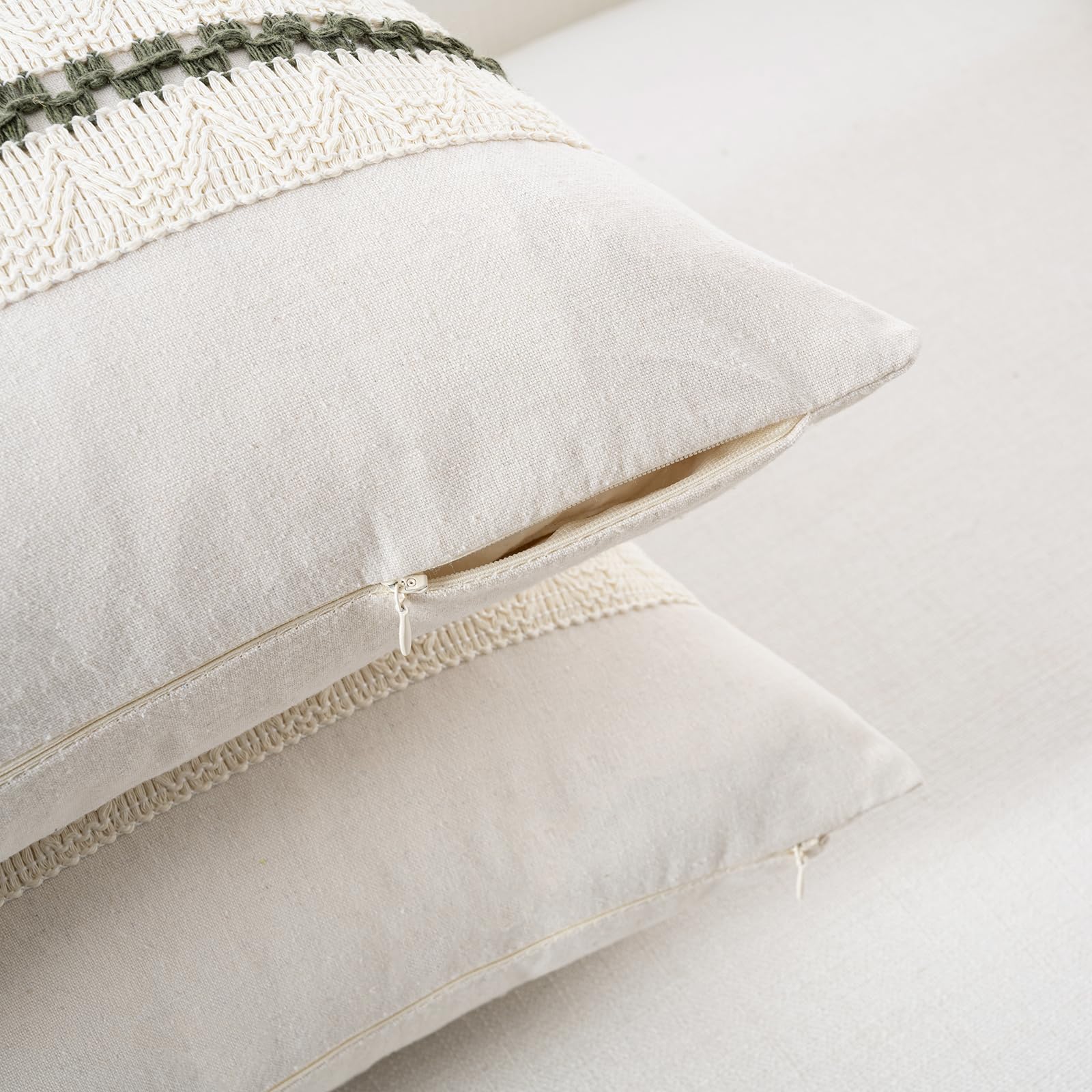 Foto 4 pulgar | Funda De Cojín Fancy Homi Boho, Algodón Verde Oliva, 60 X 60 Cm - Venta Internacional.
