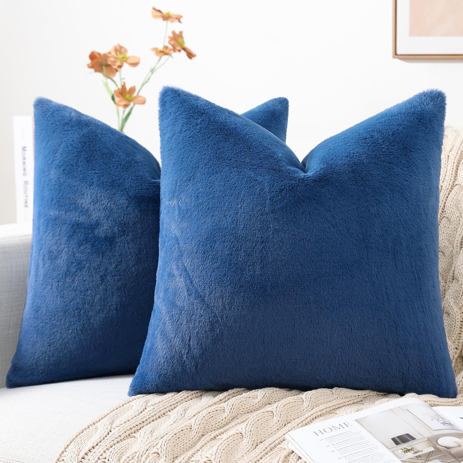 Foto 1 | Fundas De Cojín Pallene De Piel Sintética De Felpa, 50,8 X 50,8 Cm, Color Azul Marino - Venta Internacional.