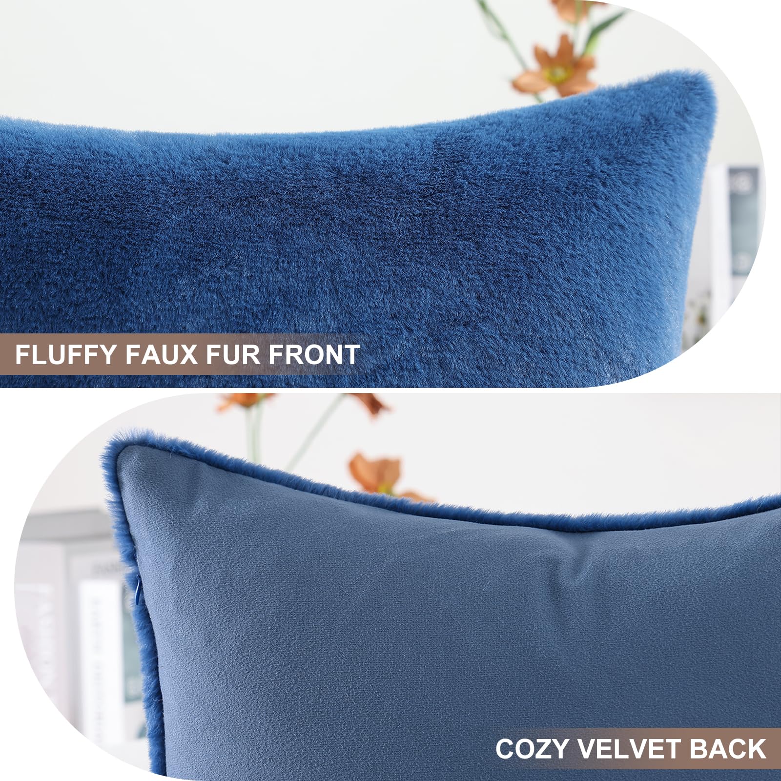 Foto 4 pulgar | Fundas De Cojín Pallene De Piel Sintética De Felpa, 50,8 X 50,8 Cm, Color Azul Marino - Venta Internacional.