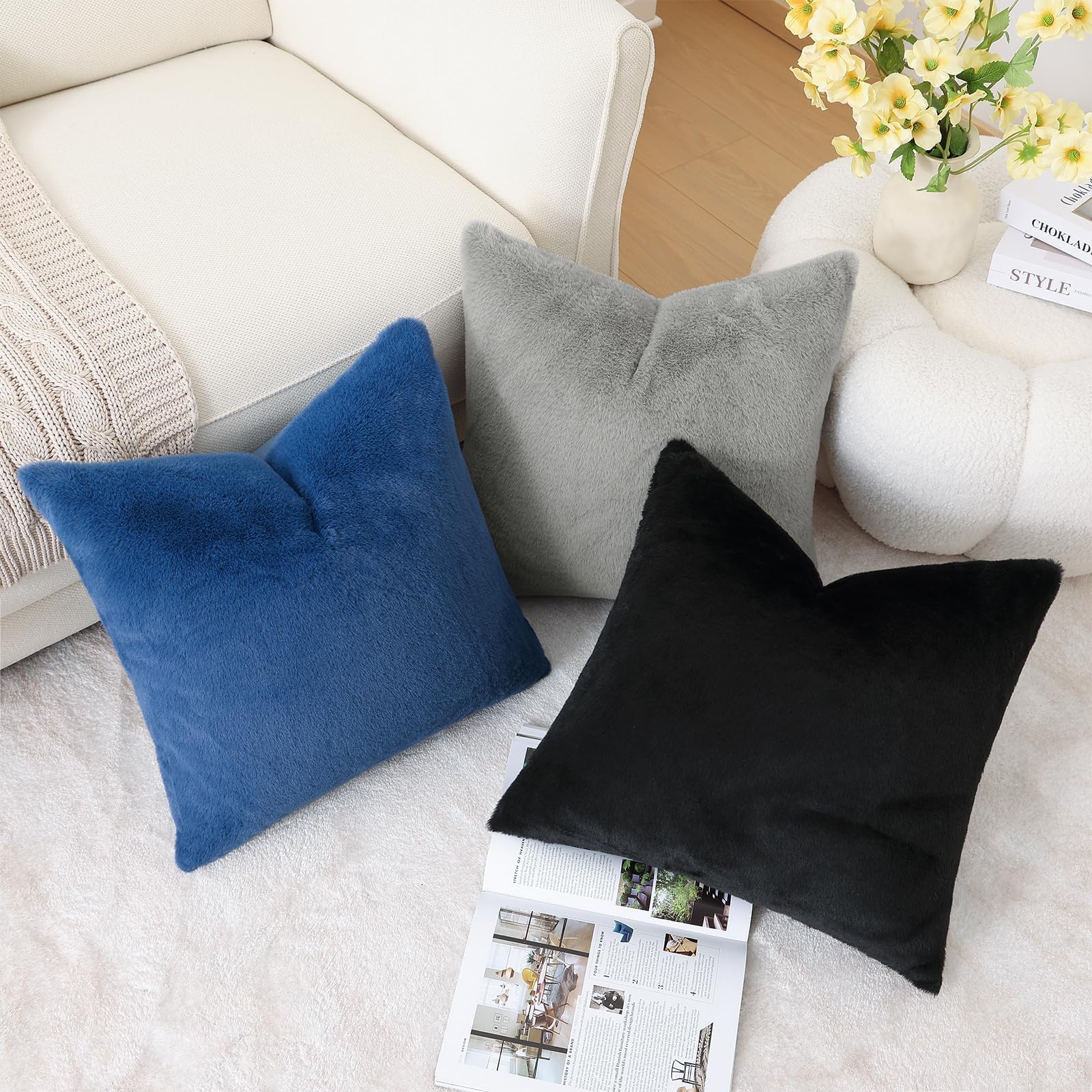 Foto 7 | Fundas De Cojín Pallene De Piel Sintética De Felpa, 50,8 X 50,8 Cm, Color Azul Marino - Venta Internacional.