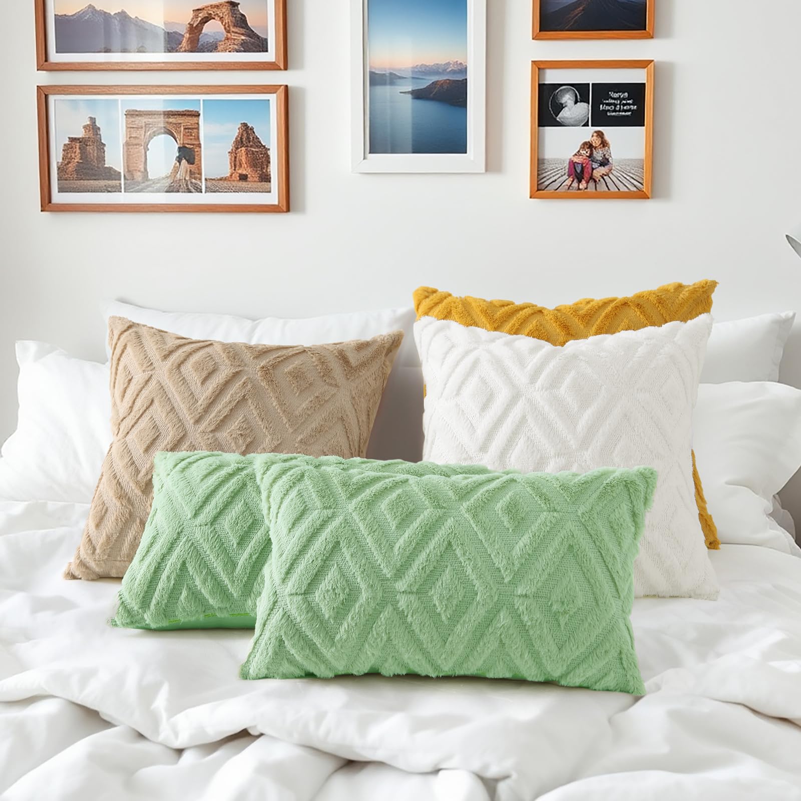 Foto 6 pulgar | Fundas De Almohada Decoruhome Spring De Lana Sintética De 60 X 60 Cm, Juego De 2 Unidades, Color Salvia - Venta I