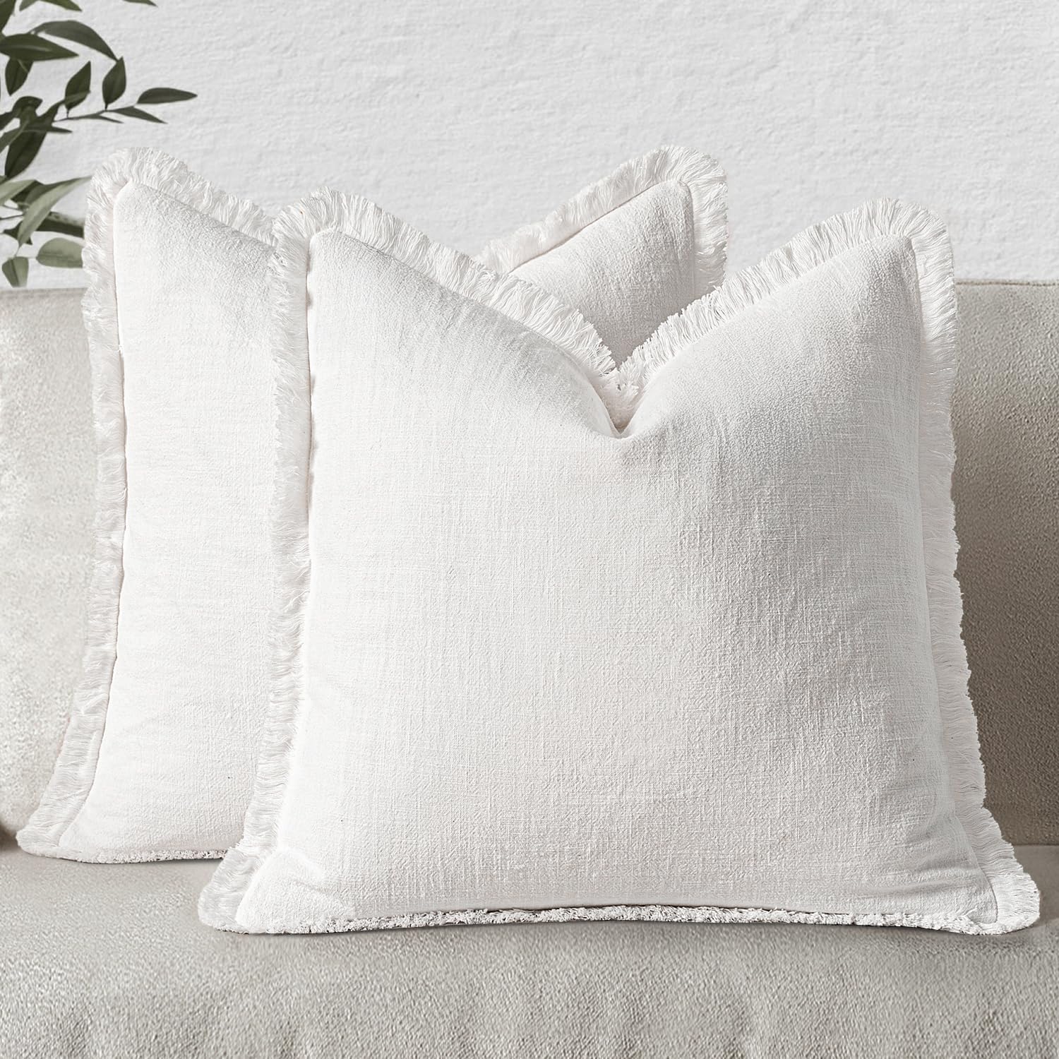 Foto 1 | Fundas De Almohada Miulee De Lino Con Flecos Blancos, Estilo Bohemio, Granja, 45 X 45 Cm - Venta Internacional.