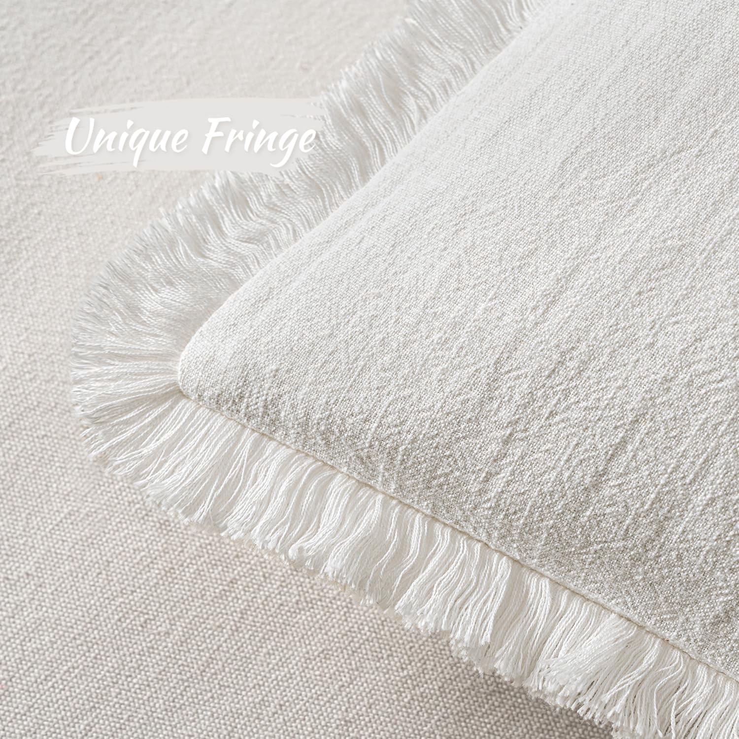 Foto 4 pulgar | Fundas De Almohada Miulee De Lino Con Flecos Blancos, Estilo Bohemio, Granja, 45 X 45 Cm - Venta Internacional.