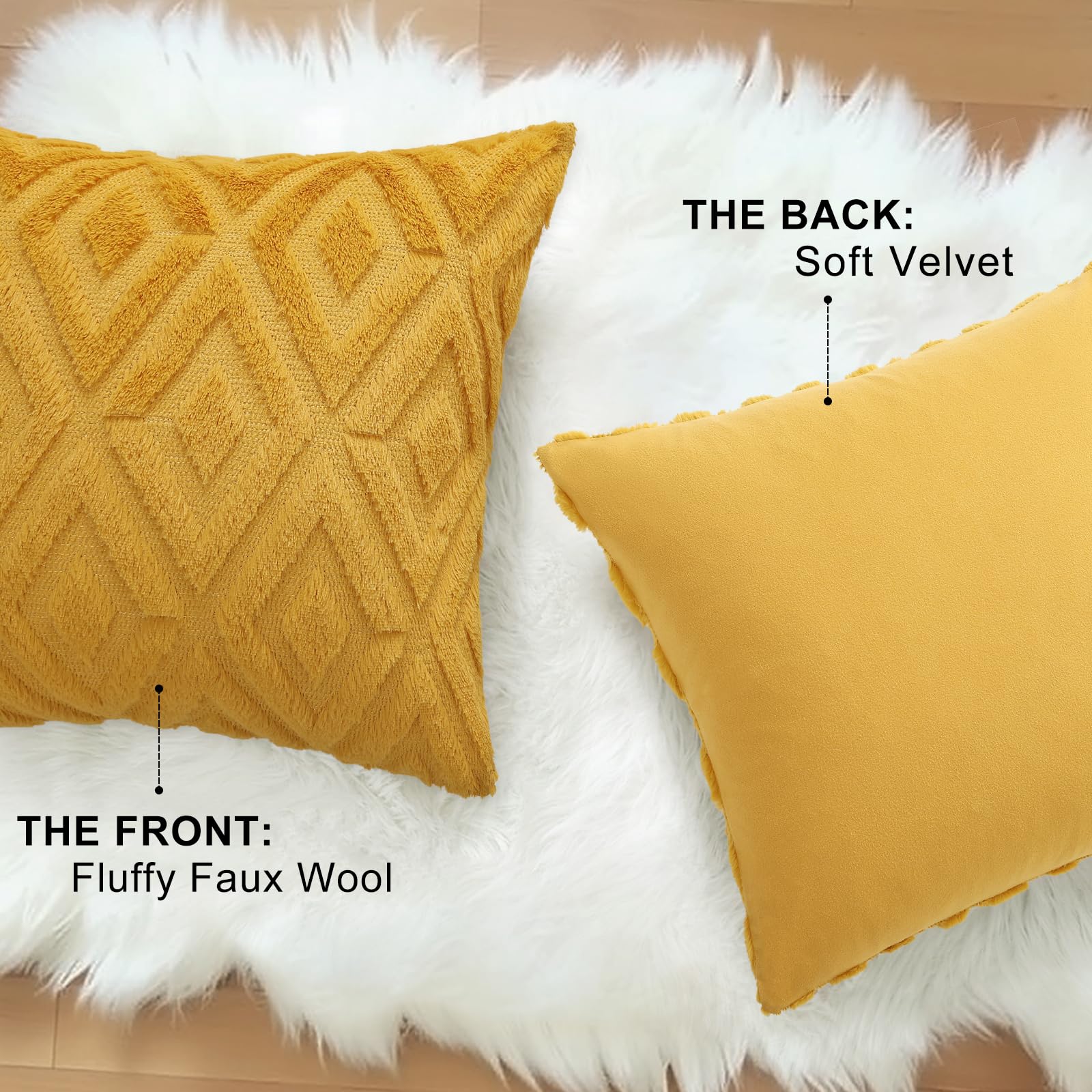 Foto 5 pulgar | Juego De 2 Fundas De Almohada Para Sofá Decoruhome, 24 X 24 Cm, Color Amarillo - Venta Internacional.