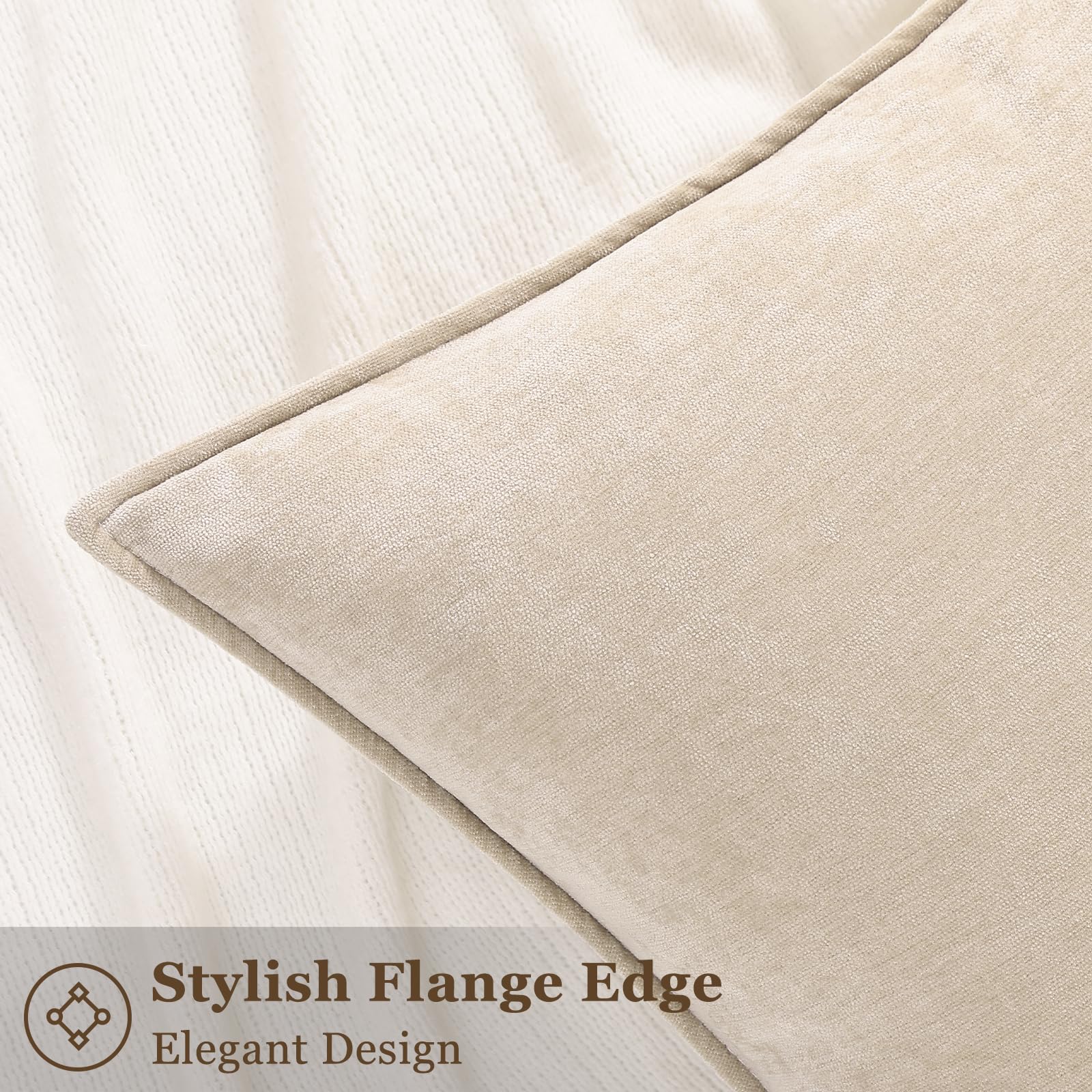 Foto 4 pulgar | Fundas De Almohada Decoruhome Spring Chenille, 26 X 26 Cm, Color Beige, Juego De 2 - Venta Internacional.