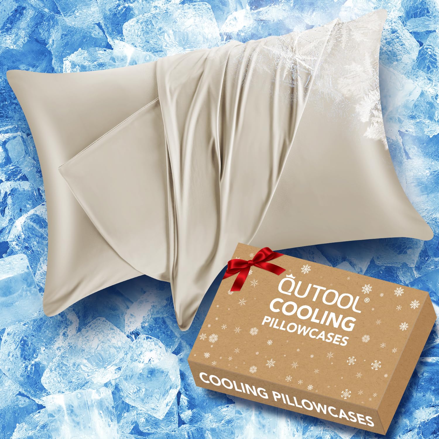 Juego De 2 Fundas De Almohada Refrigerantes Qutool King Size, Color Champán - Venta Internacional.