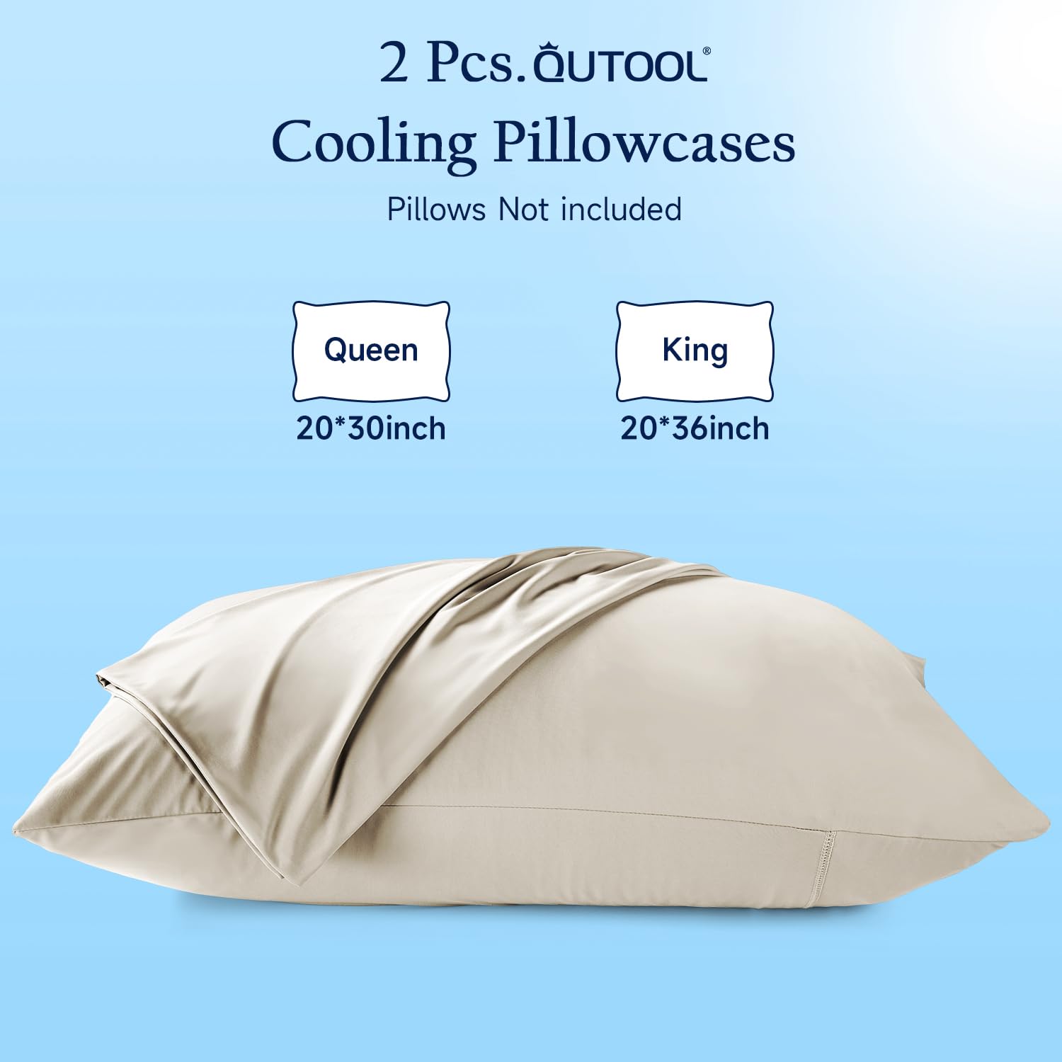 Foto 7 pulgar | Juego De 2 Fundas De Almohada Refrigerantes Qutool King Size, Color Champán - Venta Internacional.