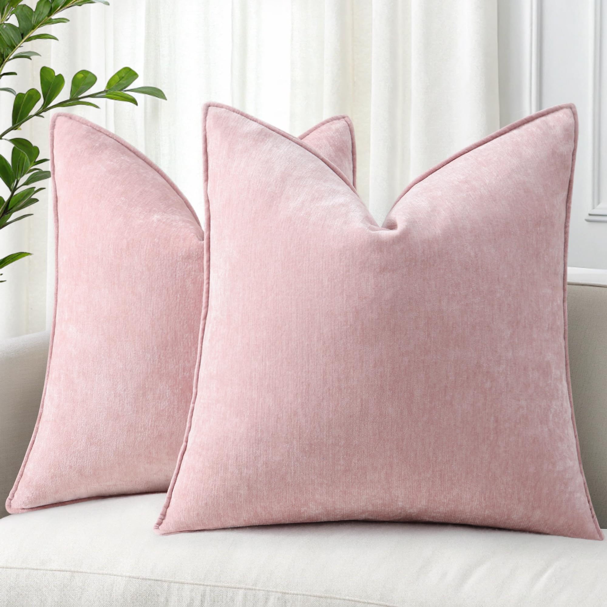 Fundas De Almohada Decoruhome Spring Chenille, 26 X 26 Cm, Rosa Rubor - Venta Internacional.