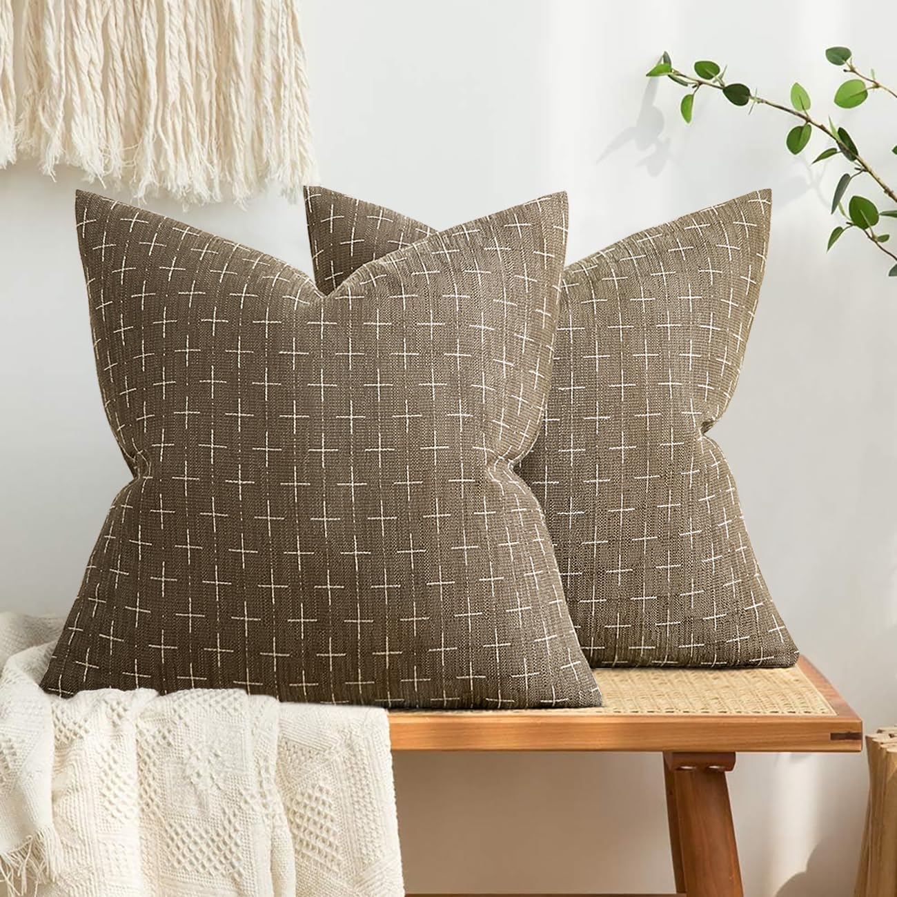 Fundas De Almohada Miulee Decorativas De Lino De Arpillera De 50 X 50 Cm, Paquete De 2 - Venta Internacional.