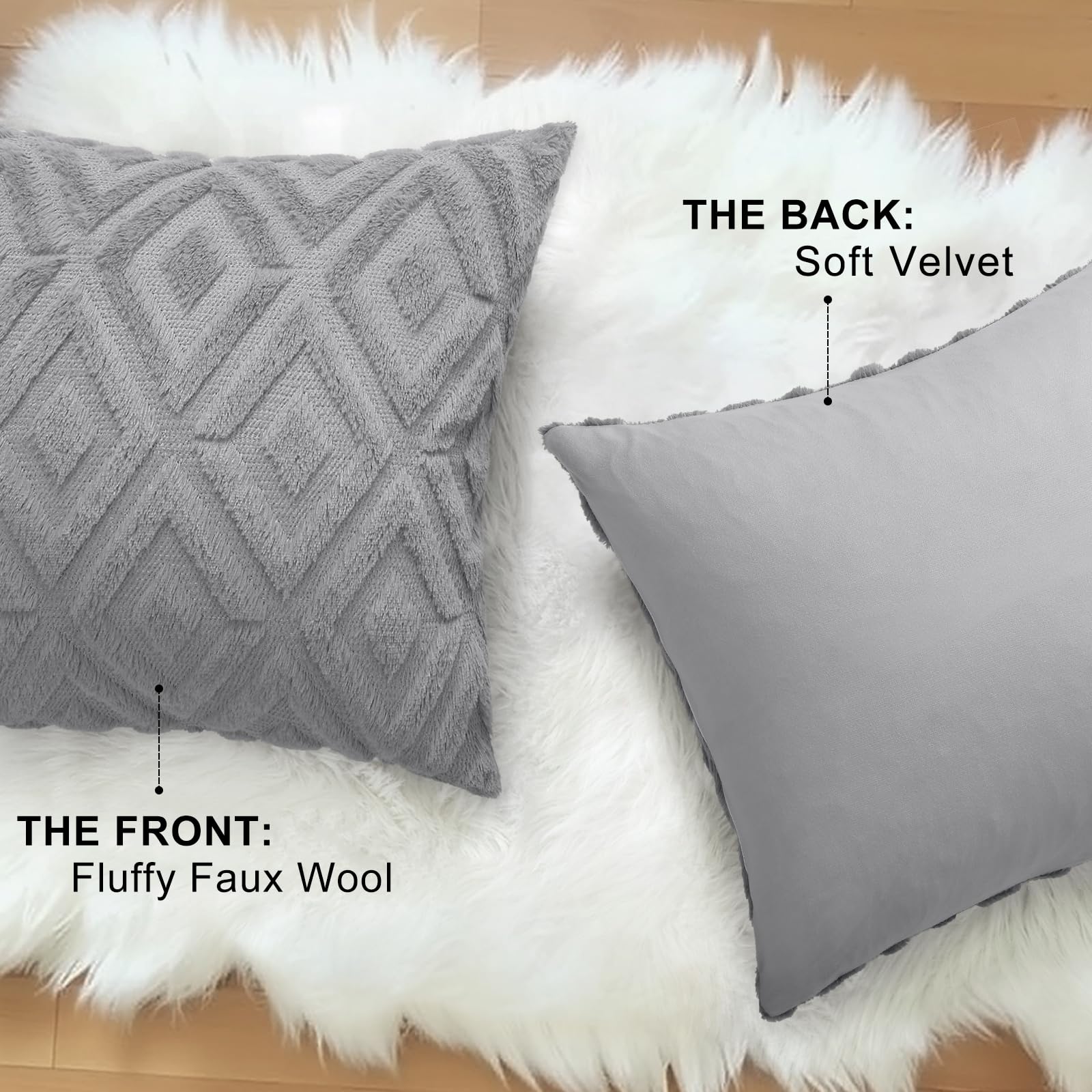 Foto 5 pulgar | Juego De 2 Fundas De Almohada Decoruhome Para Sofá, 26 X 26 Cm, Color Gris - Venta Internacional.