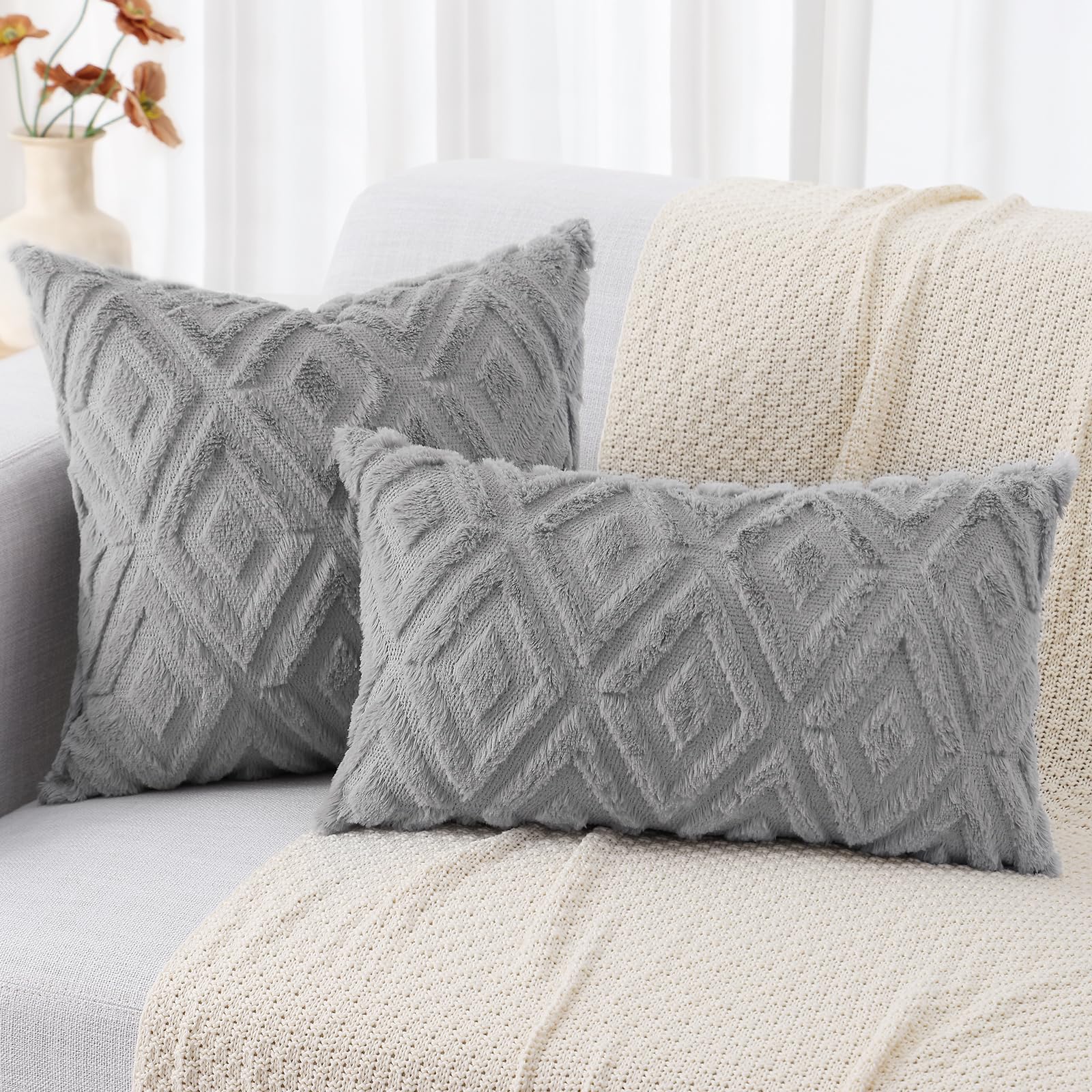 Foto 8 pulgar | Juego De 2 Fundas De Almohada Decoruhome Para Sofá, 26 X 26 Cm, Color Gris - Venta Internacional.