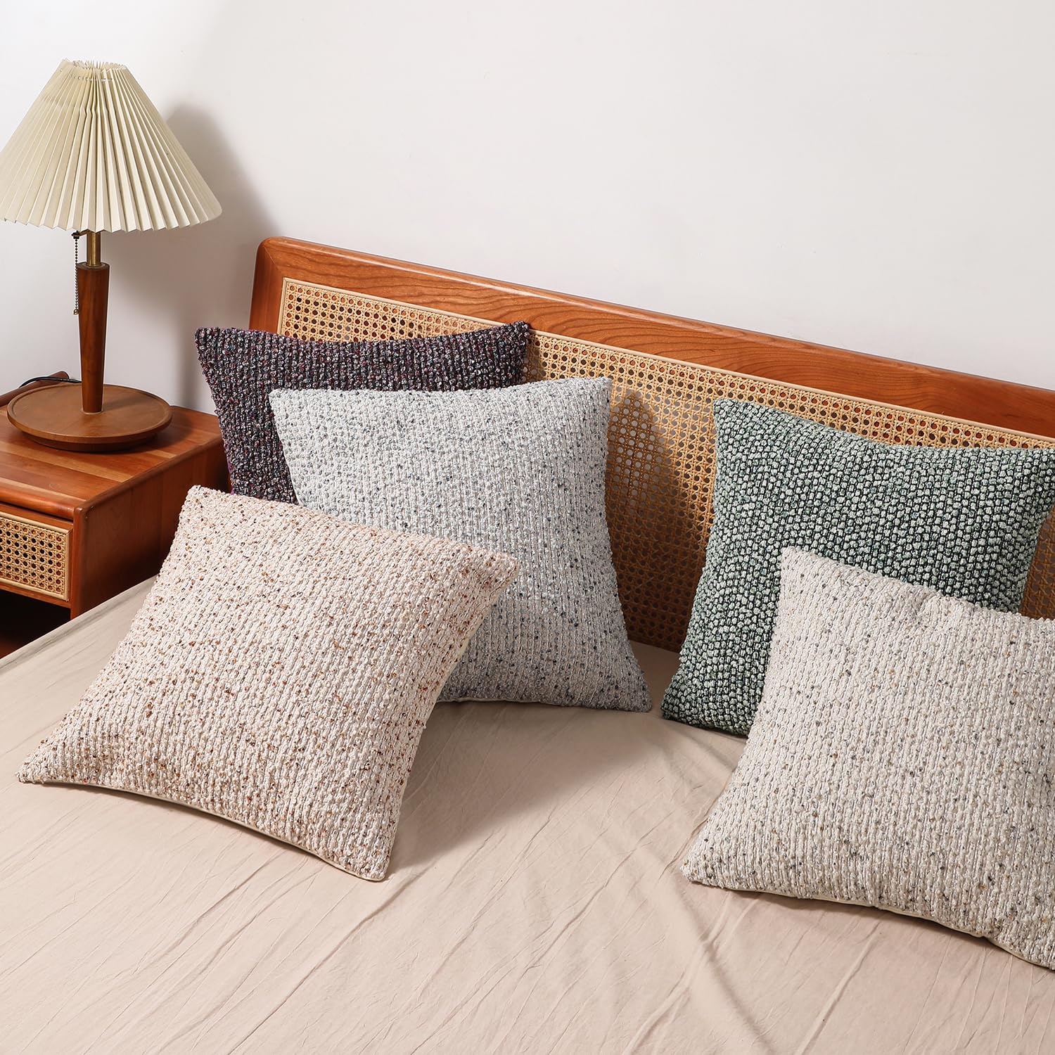 Foto 6 pulgar | Fundas De Almohada Dezene A Rayas De 45 X 45 Cm, Juego De 2 Unidades, Boucle, Color Beige - Venta Internacional.