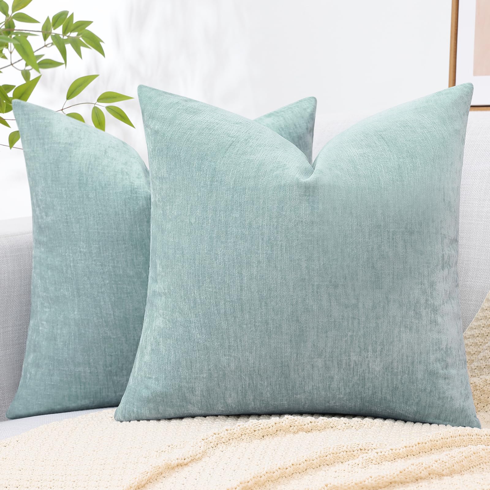 Juego De 2 Fundas De Cojín Decoruhome Aqua Haze, 24 X 24 - Venta Internacional.