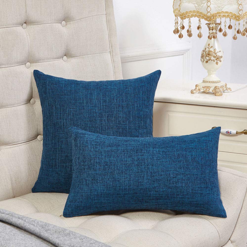 Foto 4 pulgar | Fundas De Almohada Anickal De Lino Rústico Azul Oscuro, 45 X 45 Cm, Juego De 2 - Venta Internacional.
