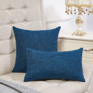 Foto 3 | Fundas De Almohada Anickal De Lino Rústico Azul Oscuro, 45 X 45 Cm, Juego De 2 - Venta Internacional.