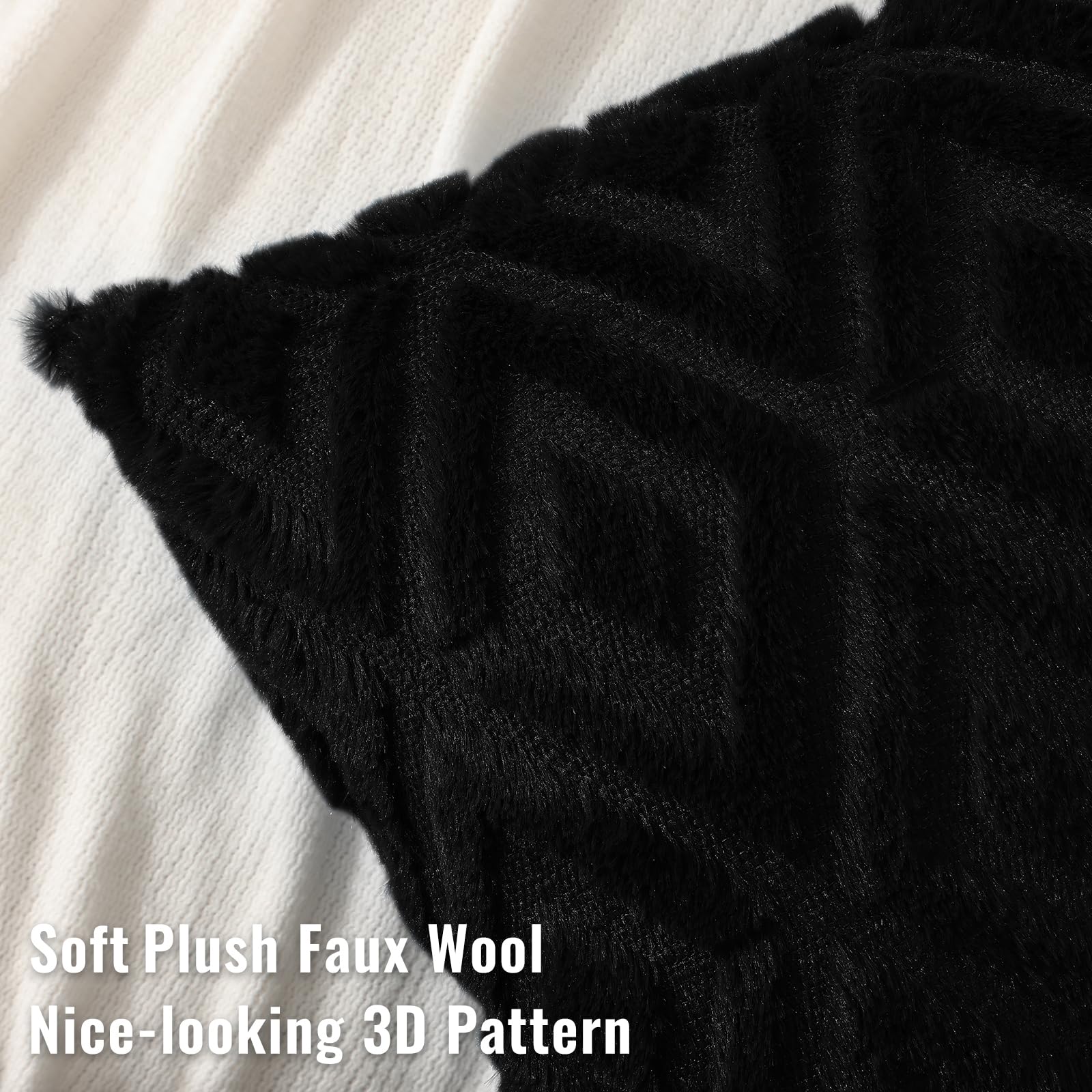 Foto 3 pulgar | Fundas De Almohada Decoruhome, Suave Felpa, Lana Sintética, 26 X 26 Cm, Color Negro, Juego De 2 - Venta Internacional.
