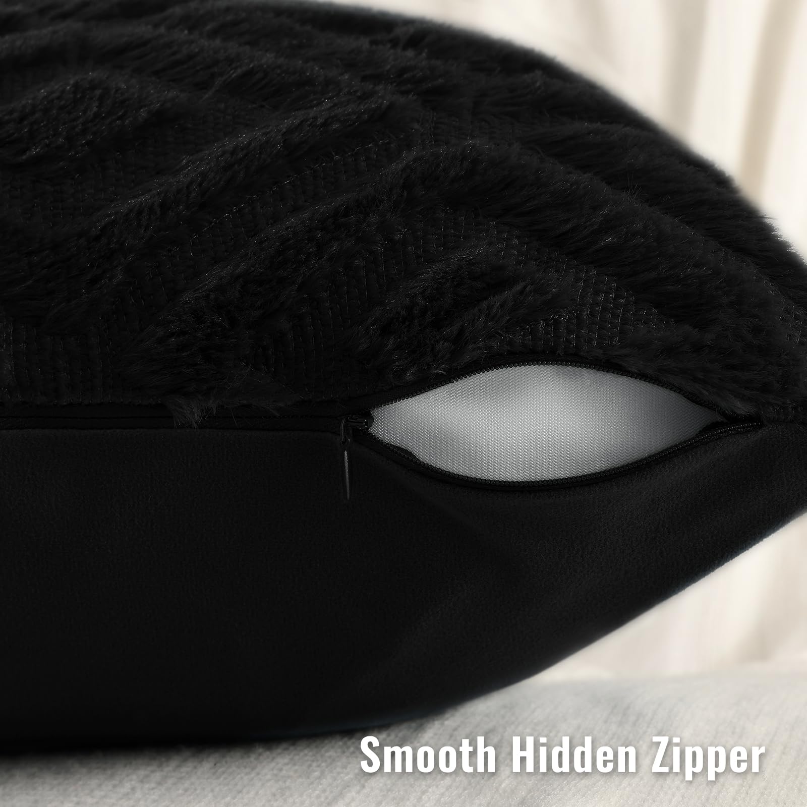 Foto 4 pulgar | Fundas De Almohada Decoruhome, Suave Felpa, Lana Sintética, 26 X 26 Cm, Color Negro, Juego De 2 - Venta Internacional.