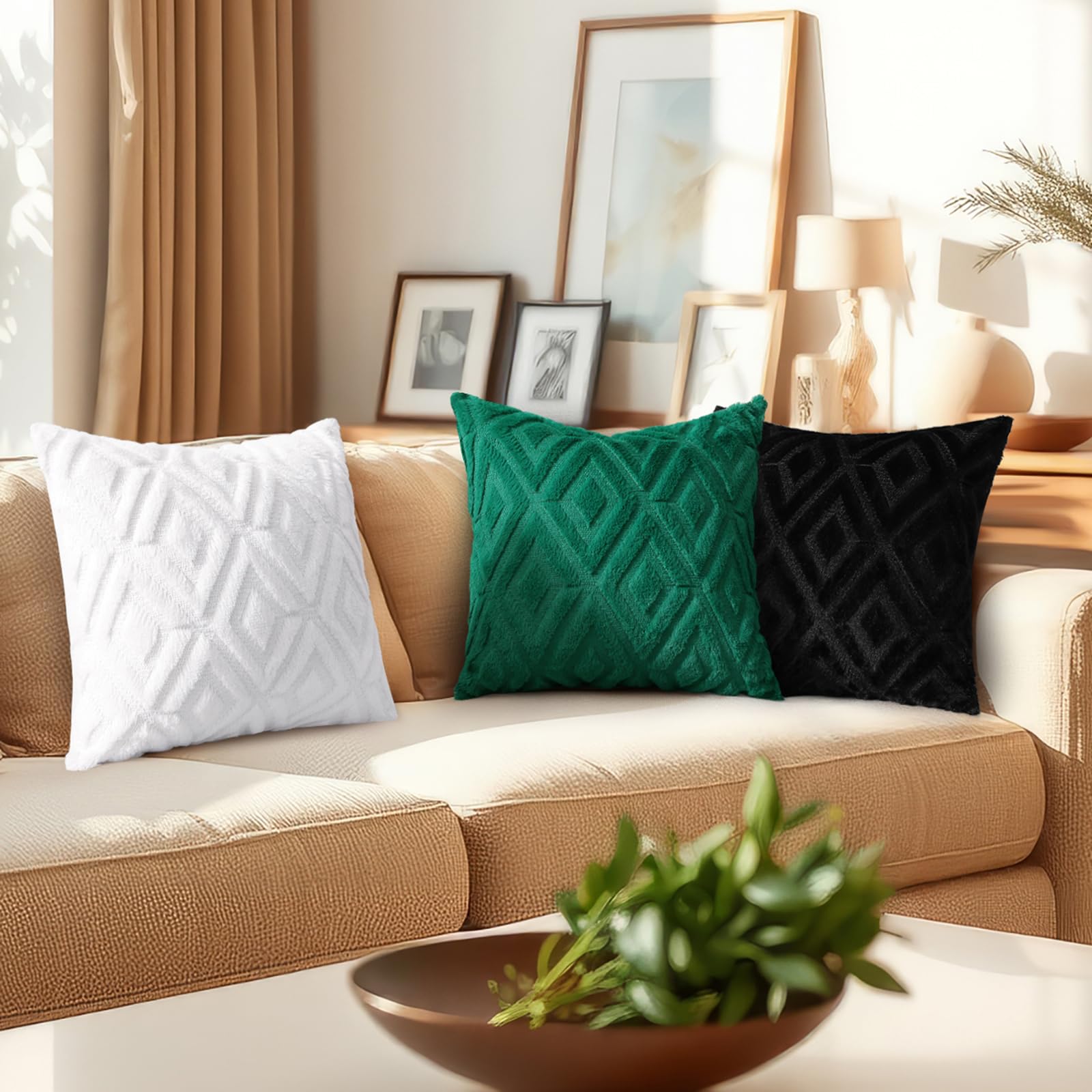 Foto 6 pulgar | Fundas De Almohada Decoruhome, Suave Felpa, Lana Sintética, 26 X 26 Cm, Color Negro, Juego De 2 - Venta Internacional.