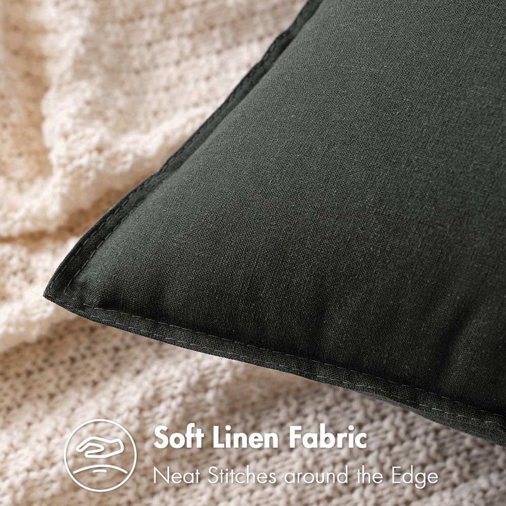 Foto 3 pulgar | Fundas De Almohada Miulee De Lino Gris Oscuro, 66 X 66 Cm, Paquete De 2 - Venta Internacional.