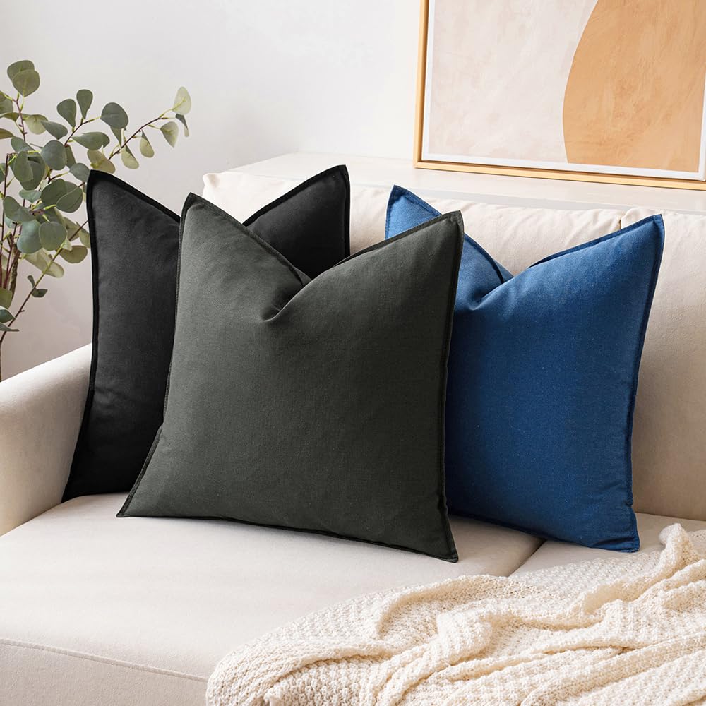 Foto 4 | Fundas De Almohada Miulee De Lino Gris Oscuro, 66 X 66 Cm, Paquete De 2 - Venta Internacional.