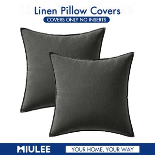 Foto 6 | Fundas De Almohada Miulee De Lino Gris Oscuro, 66 X 66 Cm, Paquete De 2 - Venta Internacional.