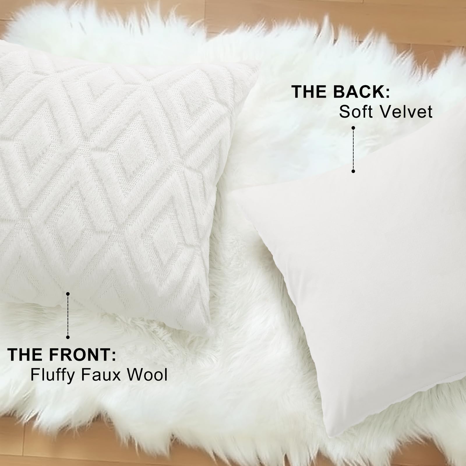 Foto 5 pulgar | Fundas De Almohada Decoruhome Spring De Lana Sintética De 66 X 66 Cm, Juego De 2 - Venta Internacional.