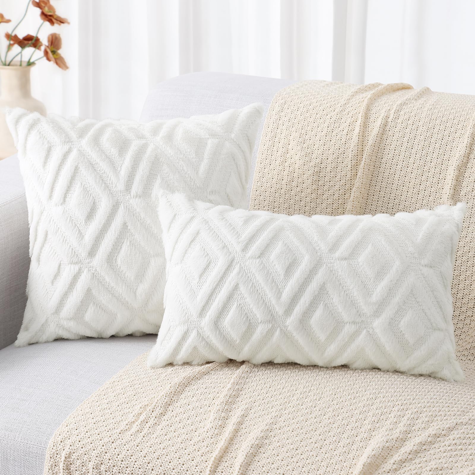 Foto 8 pulgar | Fundas De Almohada Decoruhome Spring De Lana Sintética De 66 X 66 Cm, Juego De 2 - Venta Internacional.