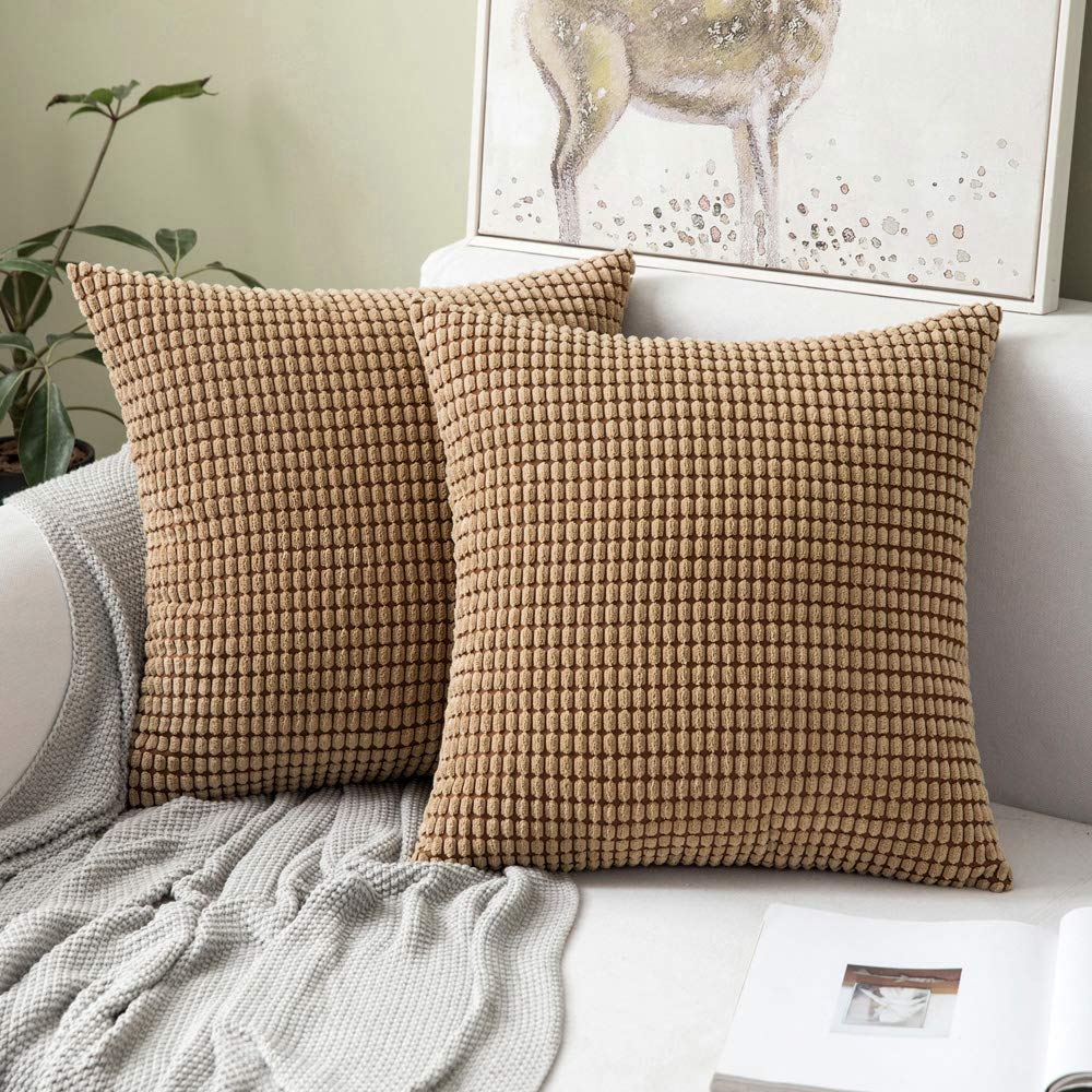 Foto 1 | Fundas De Almohada Miulee De Pana Marrón, Paquete De 2 Unidades, 45 X 45 Cm - Venta Internacional.