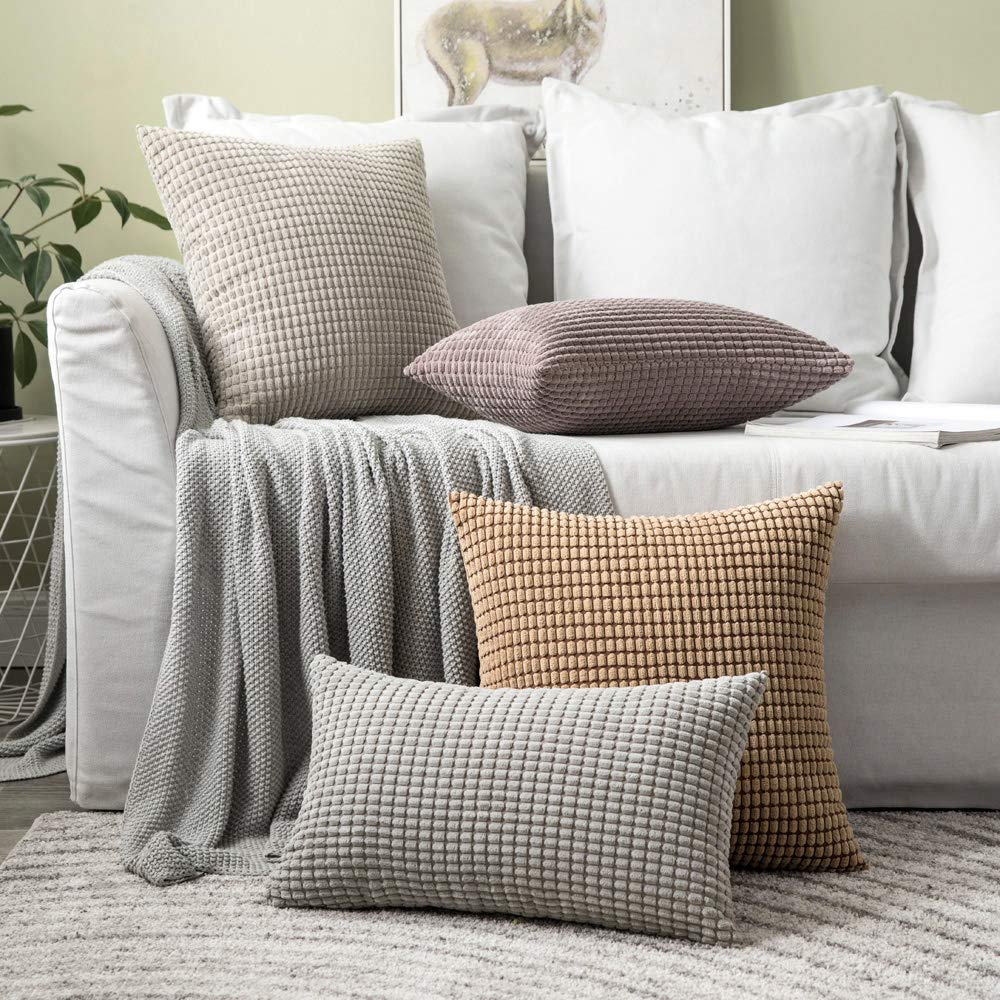 Foto 3 pulgar | Fundas De Almohada Miulee De Pana Marrón, Paquete De 2 Unidades, 45 X 45 Cm - Venta Internacional.