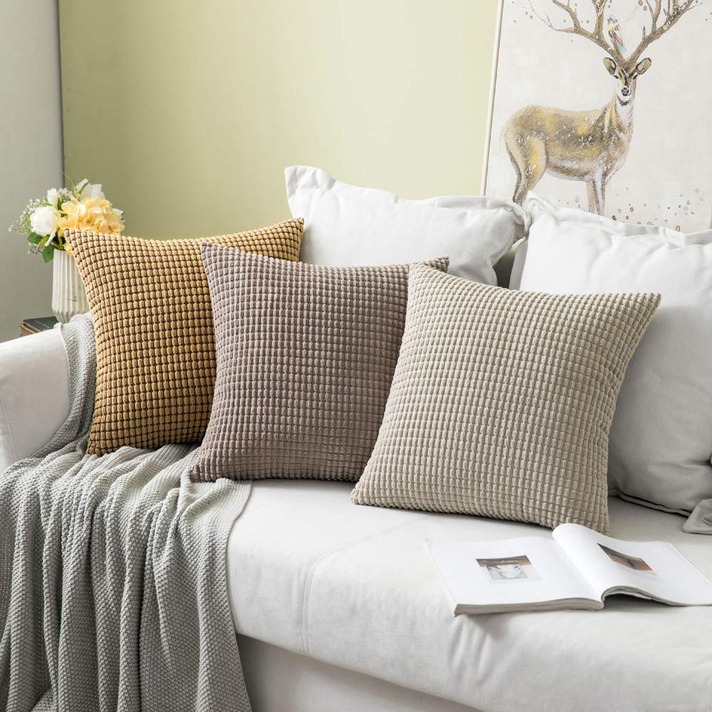 Foto 5 pulgar | Fundas De Almohada Miulee De Pana Marrón, Paquete De 2 Unidades, 45 X 45 Cm - Venta Internacional.