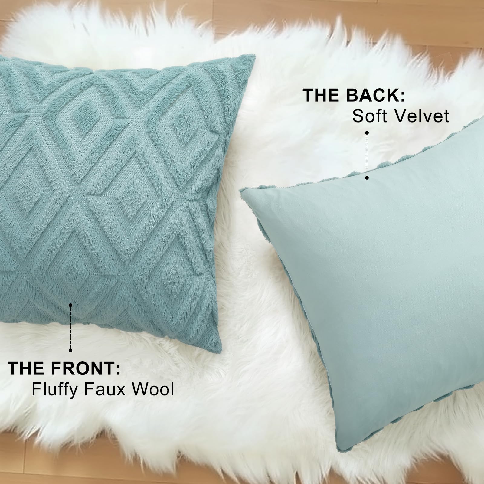 Foto 4 | Fundas De Almohada Decoruhome Spring De Lana Sintética De 66 X 66 Cm, Color Verde Menta - Venta Internacional.