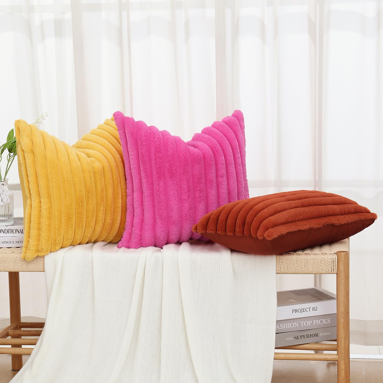 Foto 7 | Juego De 2 Fundas De Cojín Decoruhome, Piel Sintética, 26 X 26 Cm, Color Óxido - Venta Internacional.