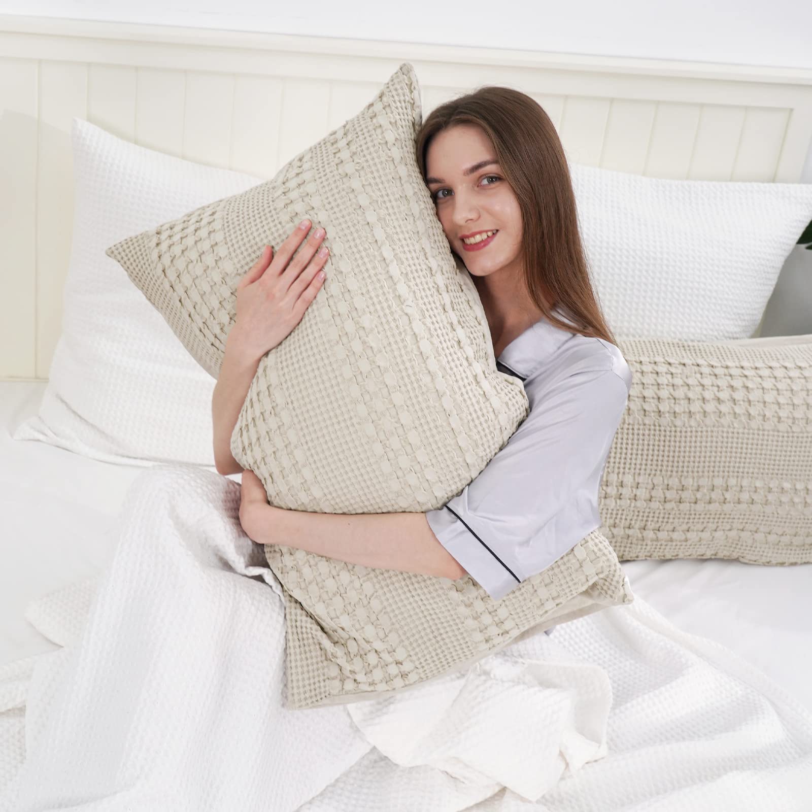 Foto 2 | Fundas De Almohada Phf 100% Algodón Tipo Gofre, Tamaño Estándar, Paquete De 2 - Venta Internacional.