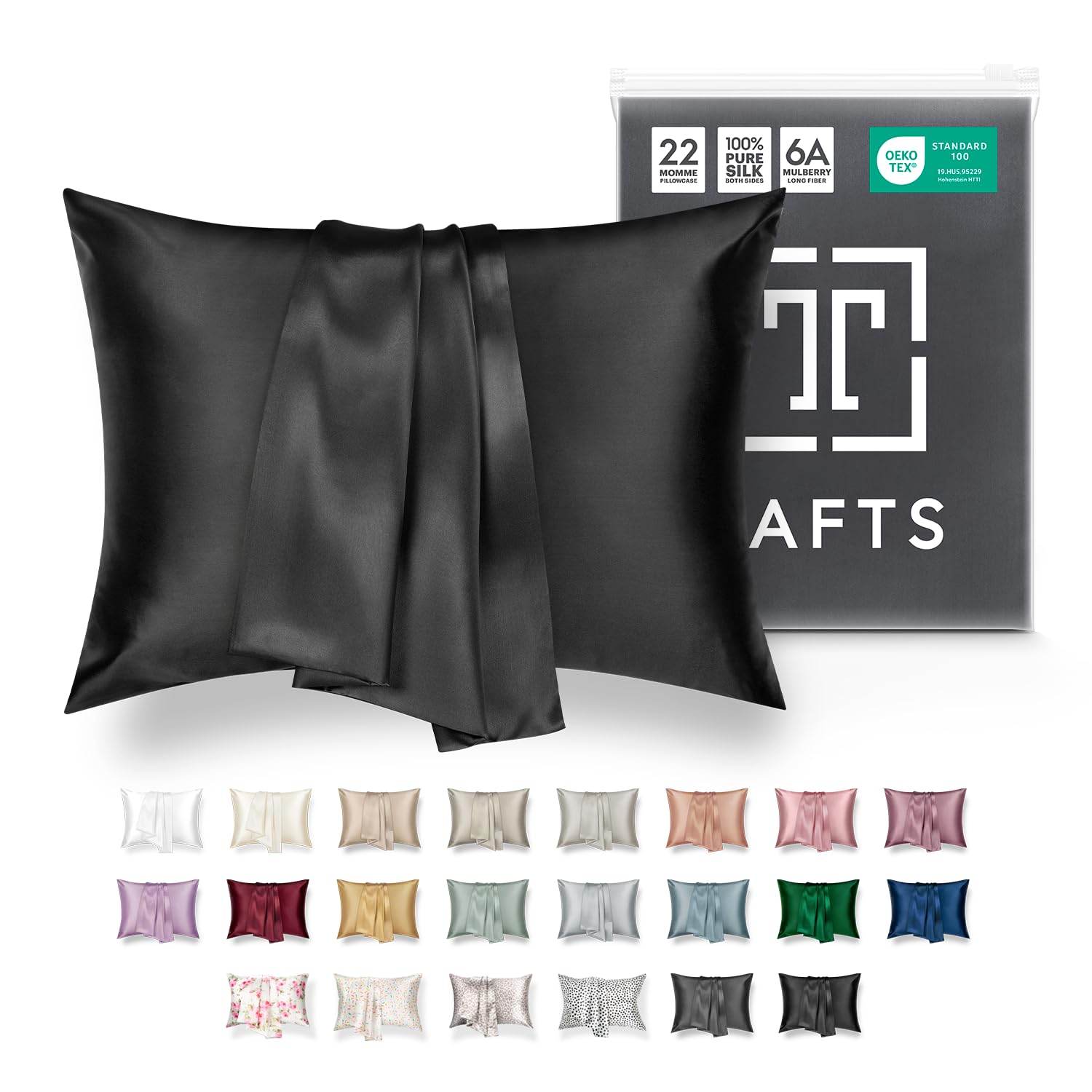 Funda De Almohada De Seda Tafts, 100% Pura, Morera 6a, Seda, 22 Mm - Venta Internacional.