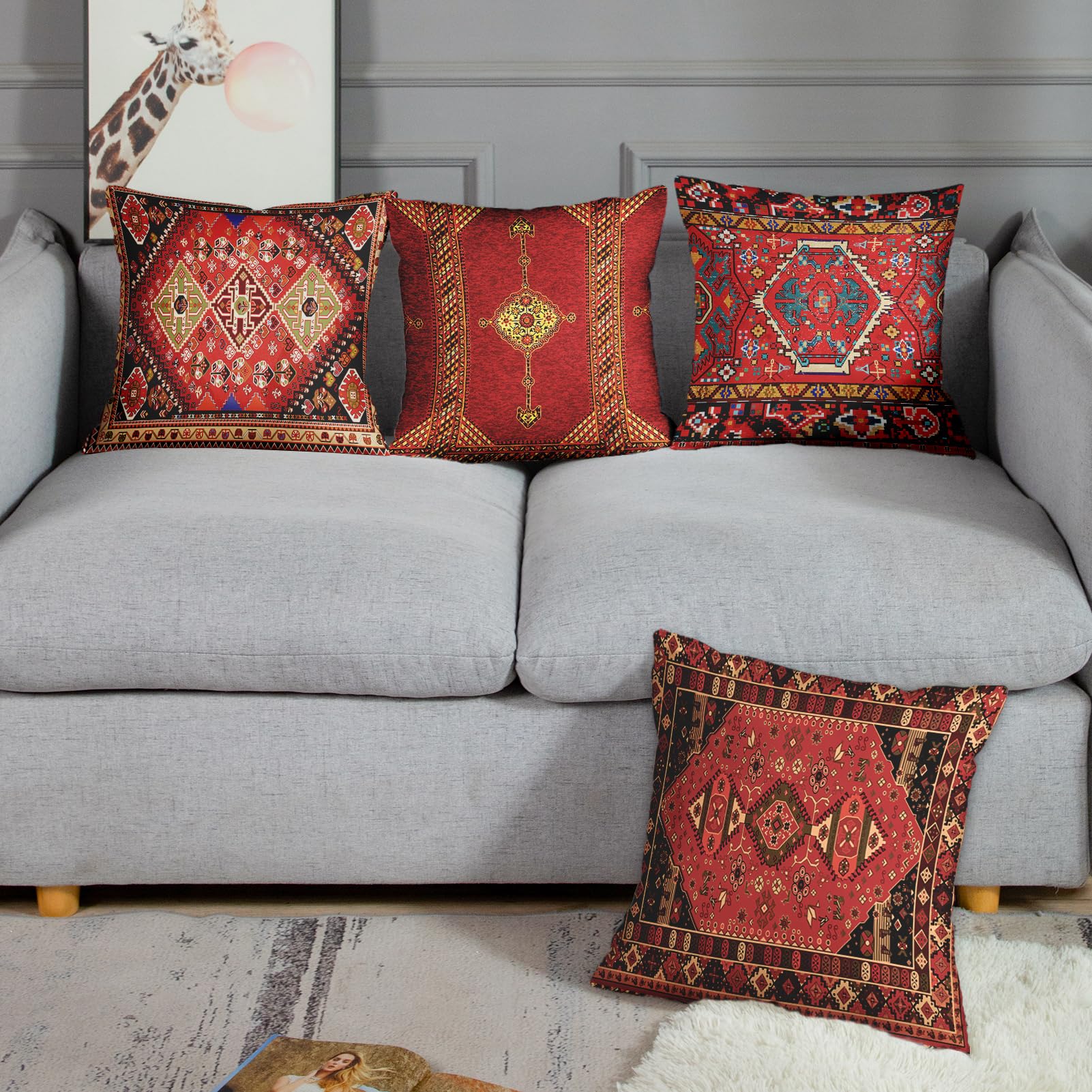 Foto 7 pulgar | Juego De 4 Fundas De Almohada Britimes Geometric Kilim Moroccan De 45 X 45 Cm - Venta Internacional.