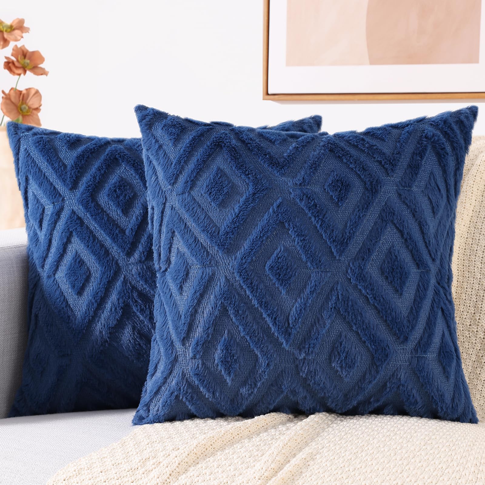 Foto 1 | Juego De 2 Fundas De Almohada Decoruhome Para Sofá, 26 X 26 Cm, Color Azul - Venta Internacional.