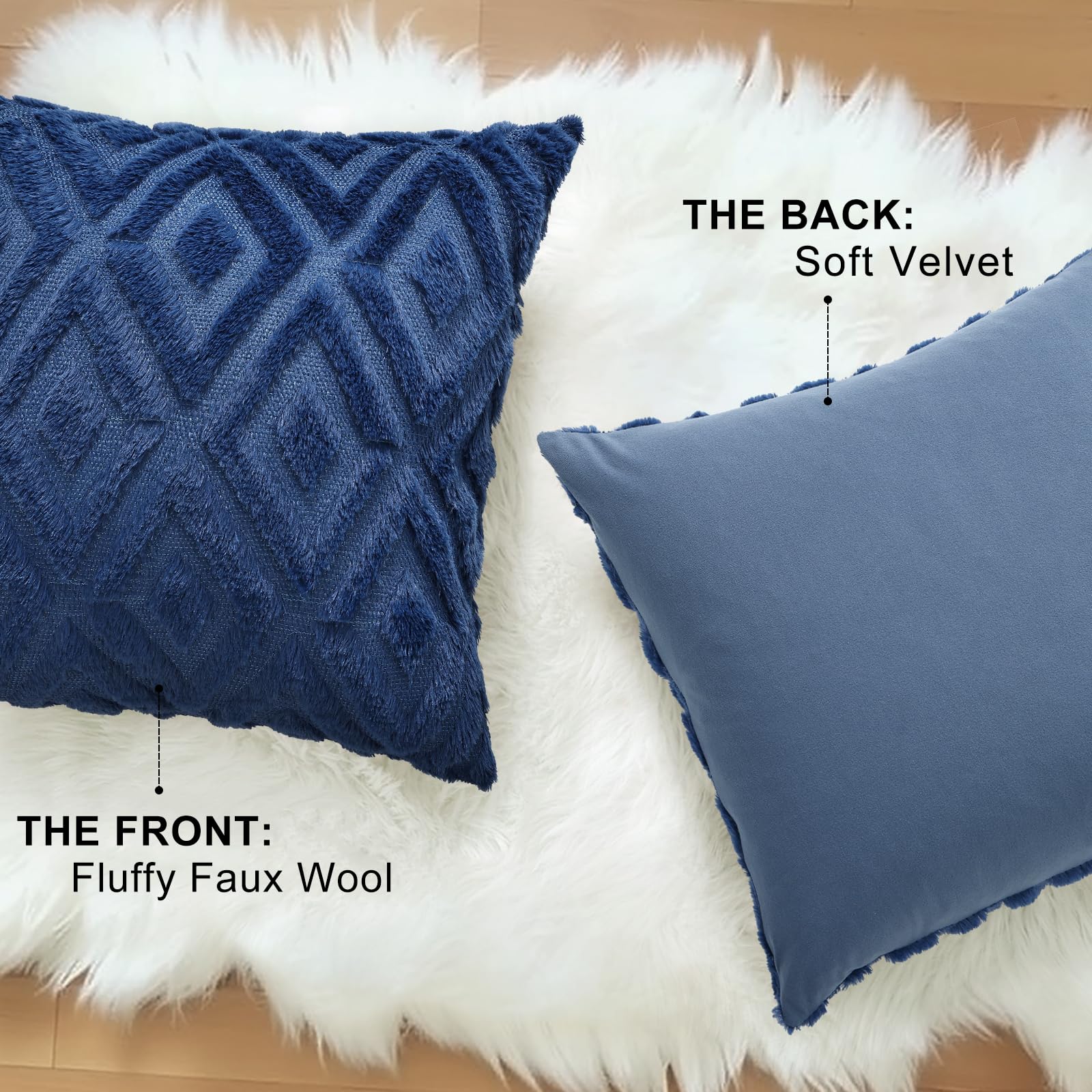 Foto 5 pulgar | Juego De 2 Fundas De Almohada Decoruhome Para Sofá, 26 X 26 Cm, Color Azul - Venta Internacional.