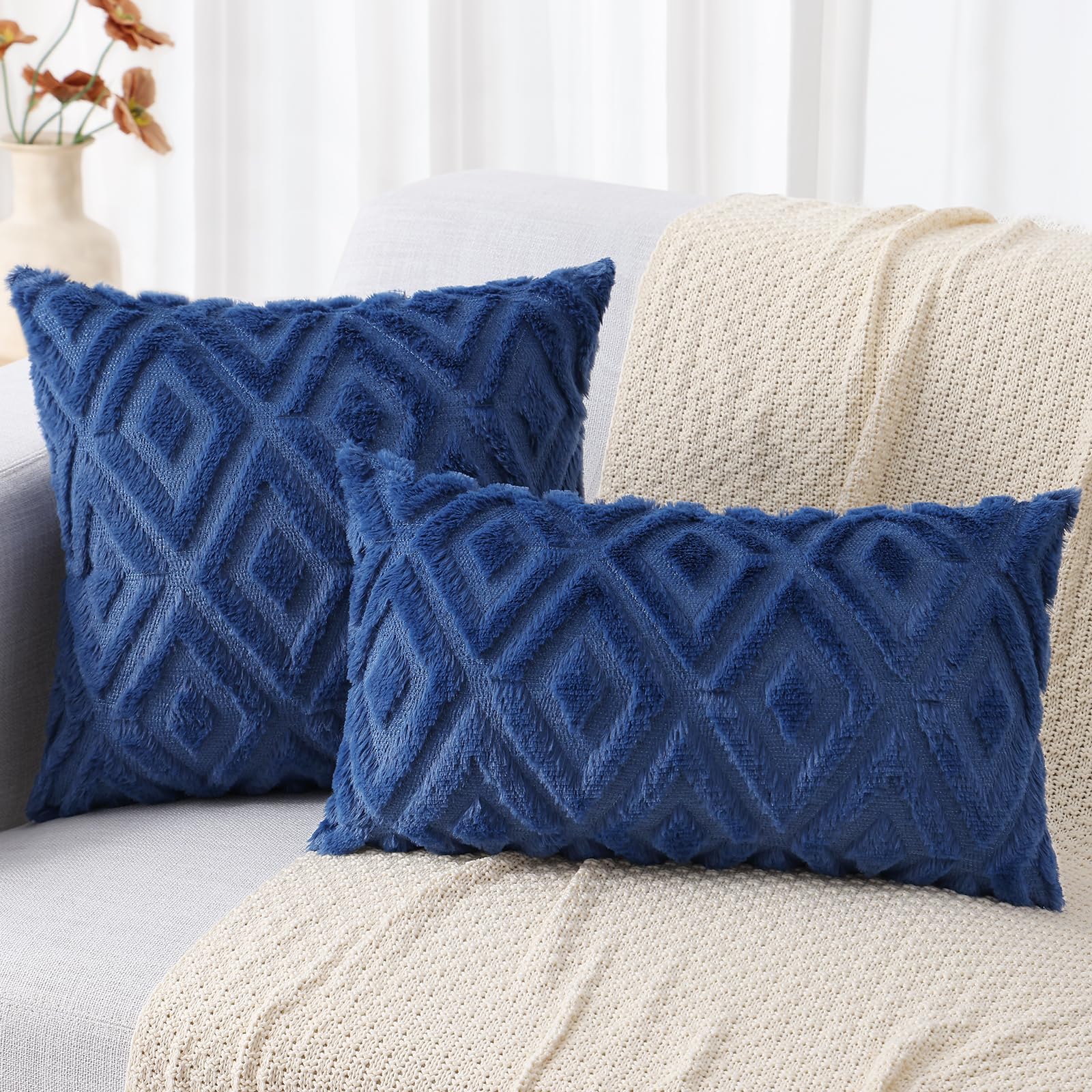 Foto 8 pulgar | Juego De 2 Fundas De Almohada Decoruhome Para Sofá, 26 X 26 Cm, Color Azul - Venta Internacional.