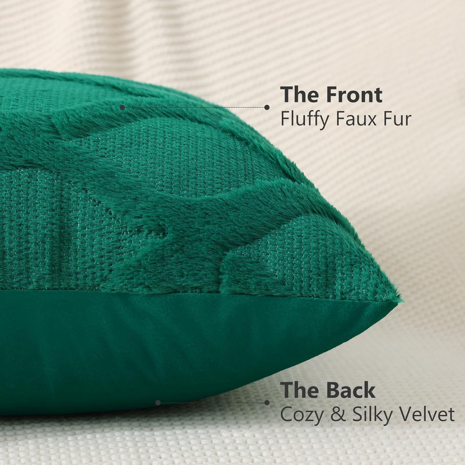Foto 4 pulgar | Fundas De Cojín Decoruhome, Suave Felpa, Piel Sintética Y Lana, Color Verde - Venta Internacional.