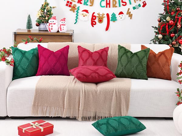 Foto 7 pulgar | Fundas De Cojín Decoruhome, Suave Felpa, Piel Sintética Y Lana, Color Verde - Venta Internacional.