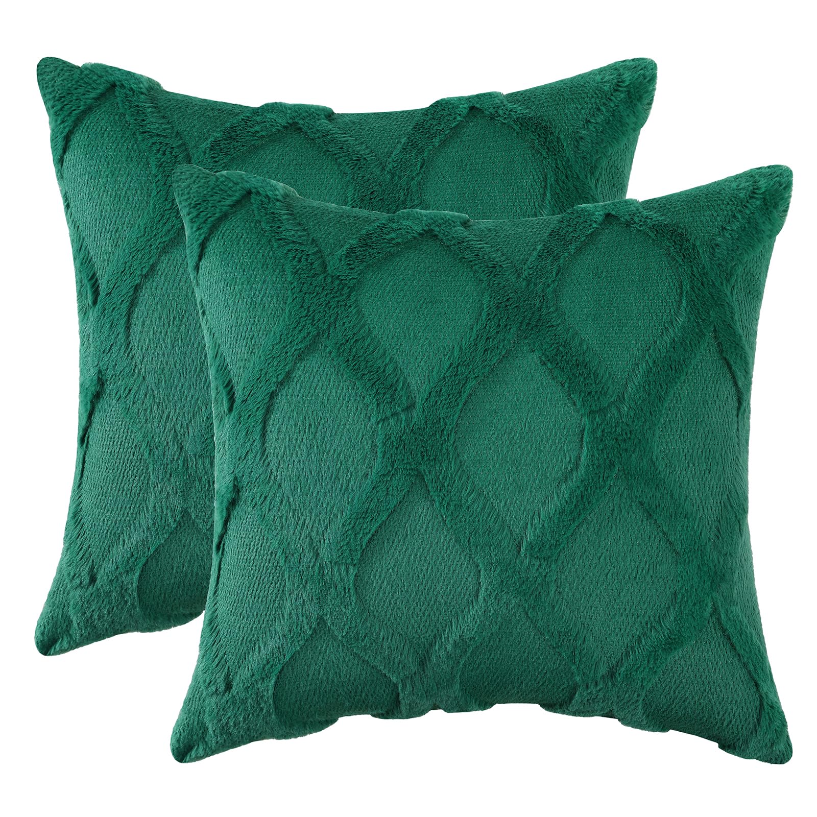 Foto 8 pulgar | Fundas De Cojín Decoruhome, Suave Felpa, Piel Sintética Y Lana, Color Verde - Venta Internacional.